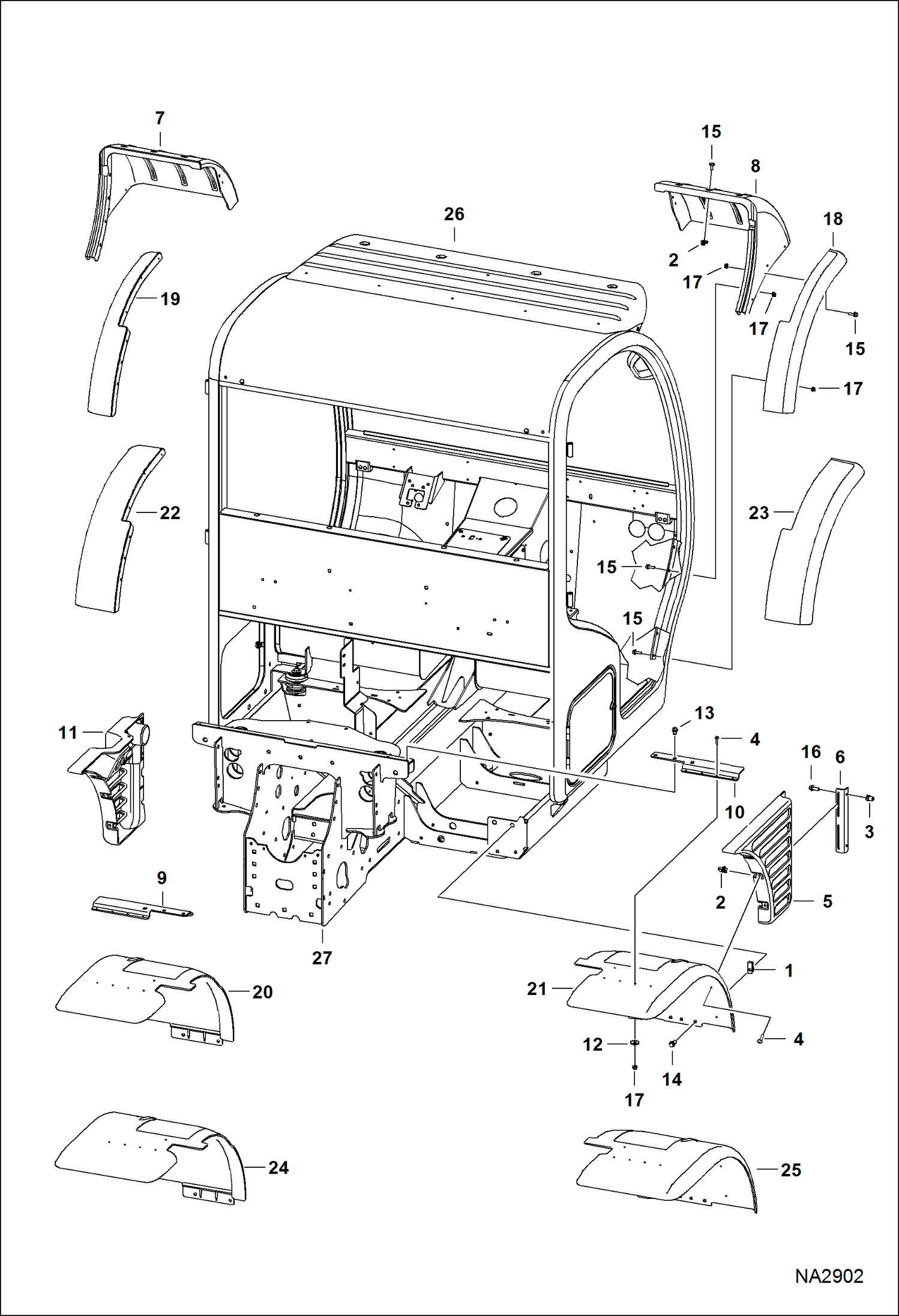 Схема запчастей Bobcat 5600 - FENDERS MAIN FRAME