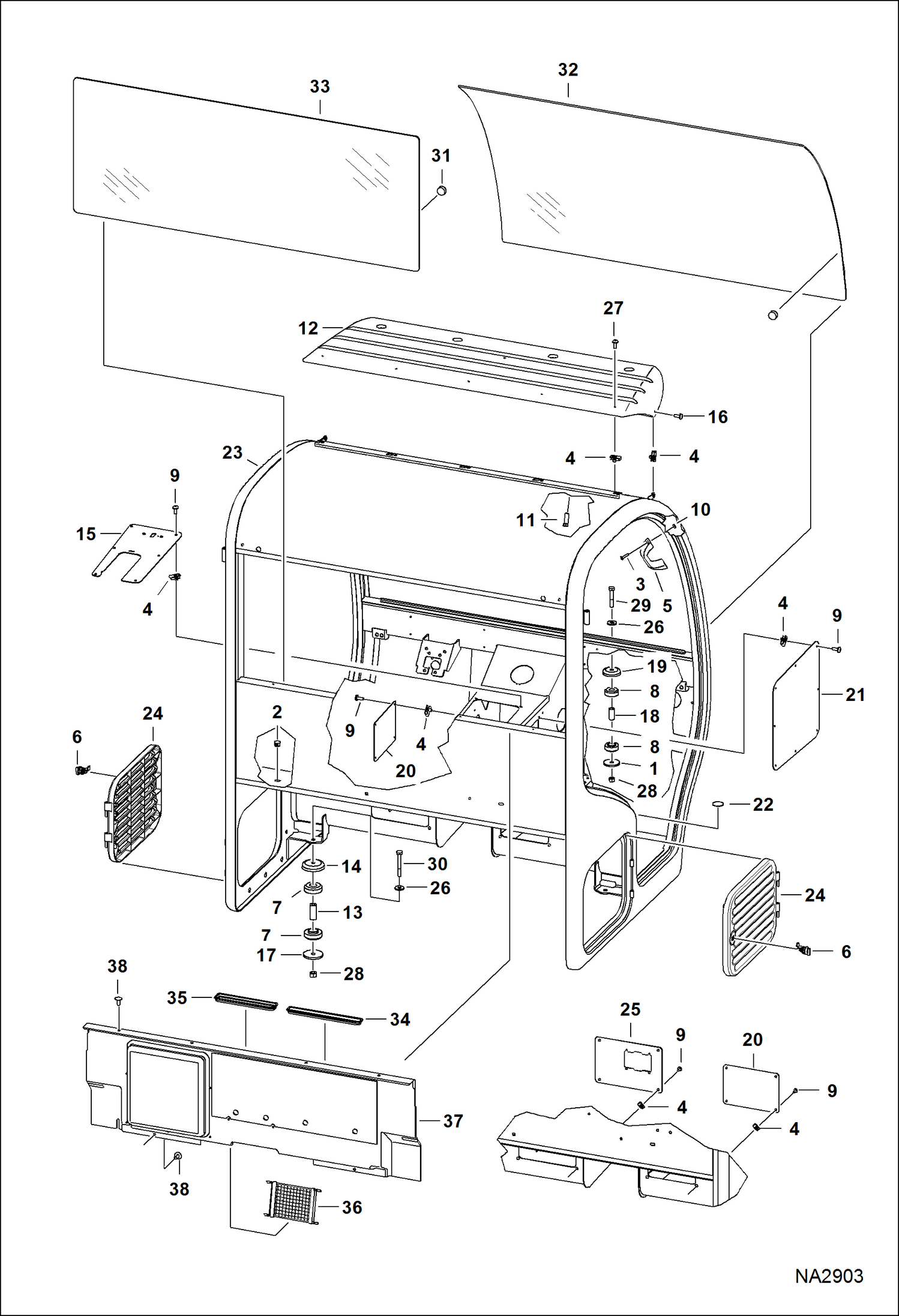 Схема запчастей Bobcat 5600 - OPERATOR CAB MAIN FRAME