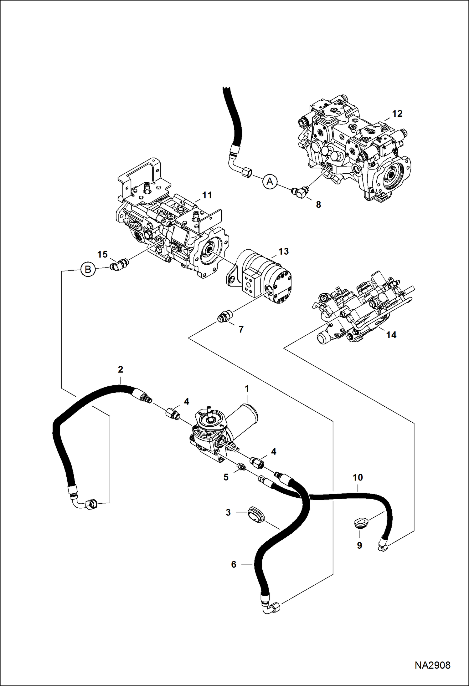 Схема запчастей Bobcat S-Series - HYDROSTATIC CIRCUITRY (Cooling Fan) HYDROSTATIC SYSTEM