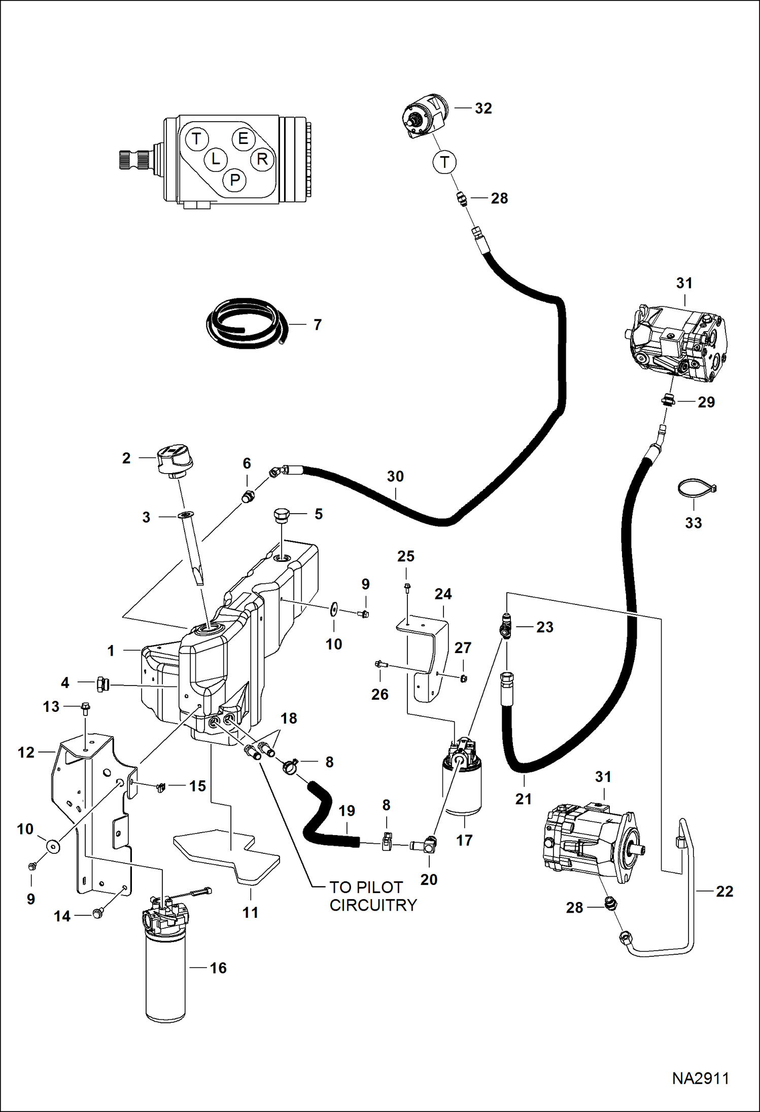 Схема запчастей Bobcat 5600 - HYDRAULIC CIRCUITRY (Tank) HYDRAULIC SYSTEM