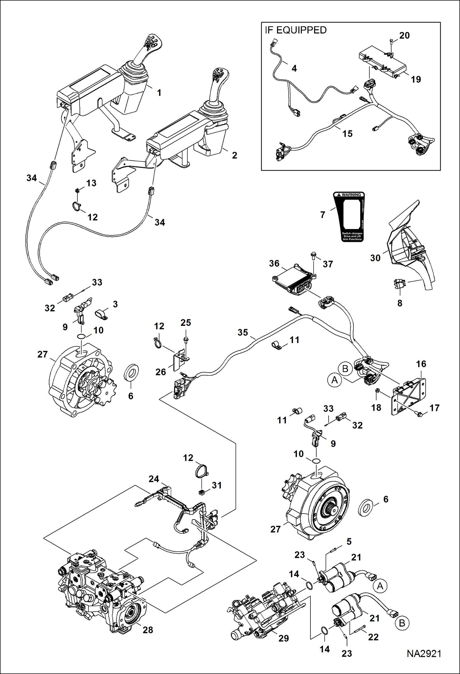 Схема запчастей Bobcat S-Series - CONTROLS ELECTRICAL (Selectable Joystick Controls) ELECTRICAL SYSTEM