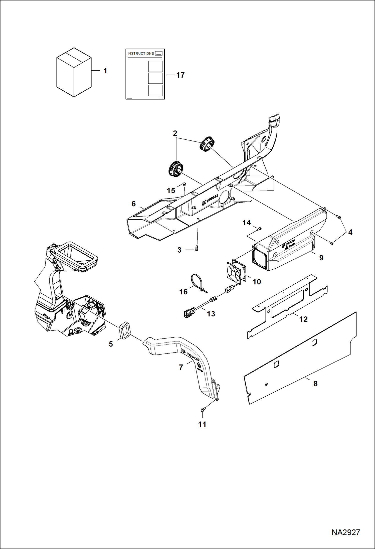 Схема запчастей Bobcat A-Series - HEATER & A/C (Lower Duct Kit) ACCESSORIES & OPTIONS