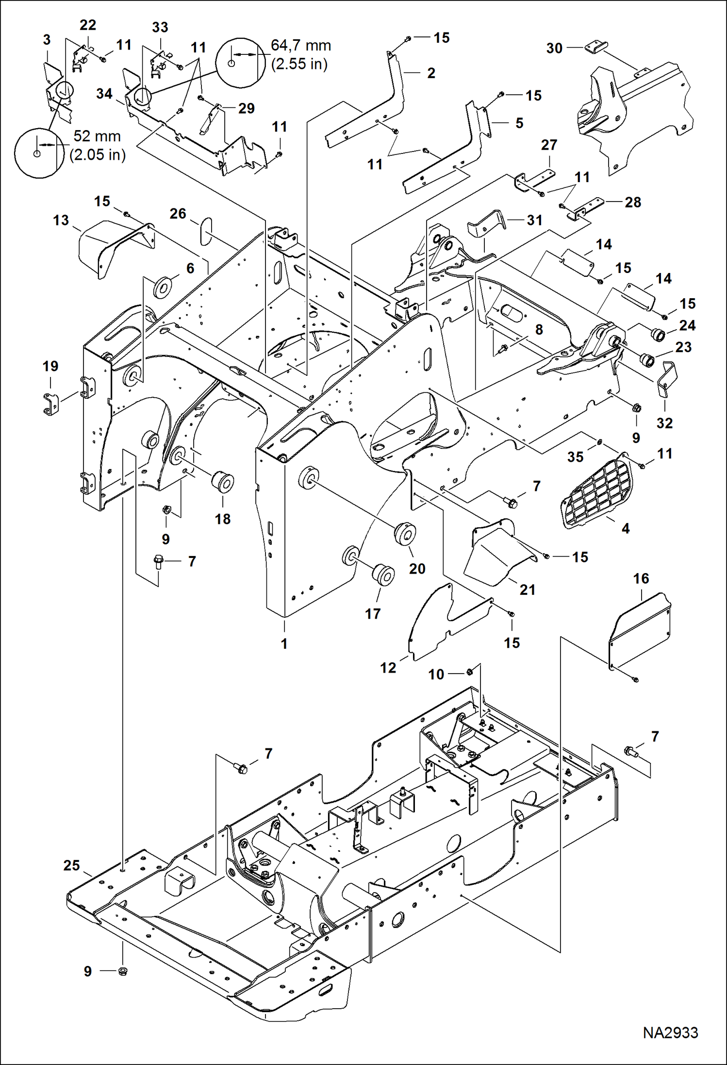 Схема запчастей Bobcat T-Series - MAIN FRAME (S/N ANKA11001 - 12311) MAIN FRAME