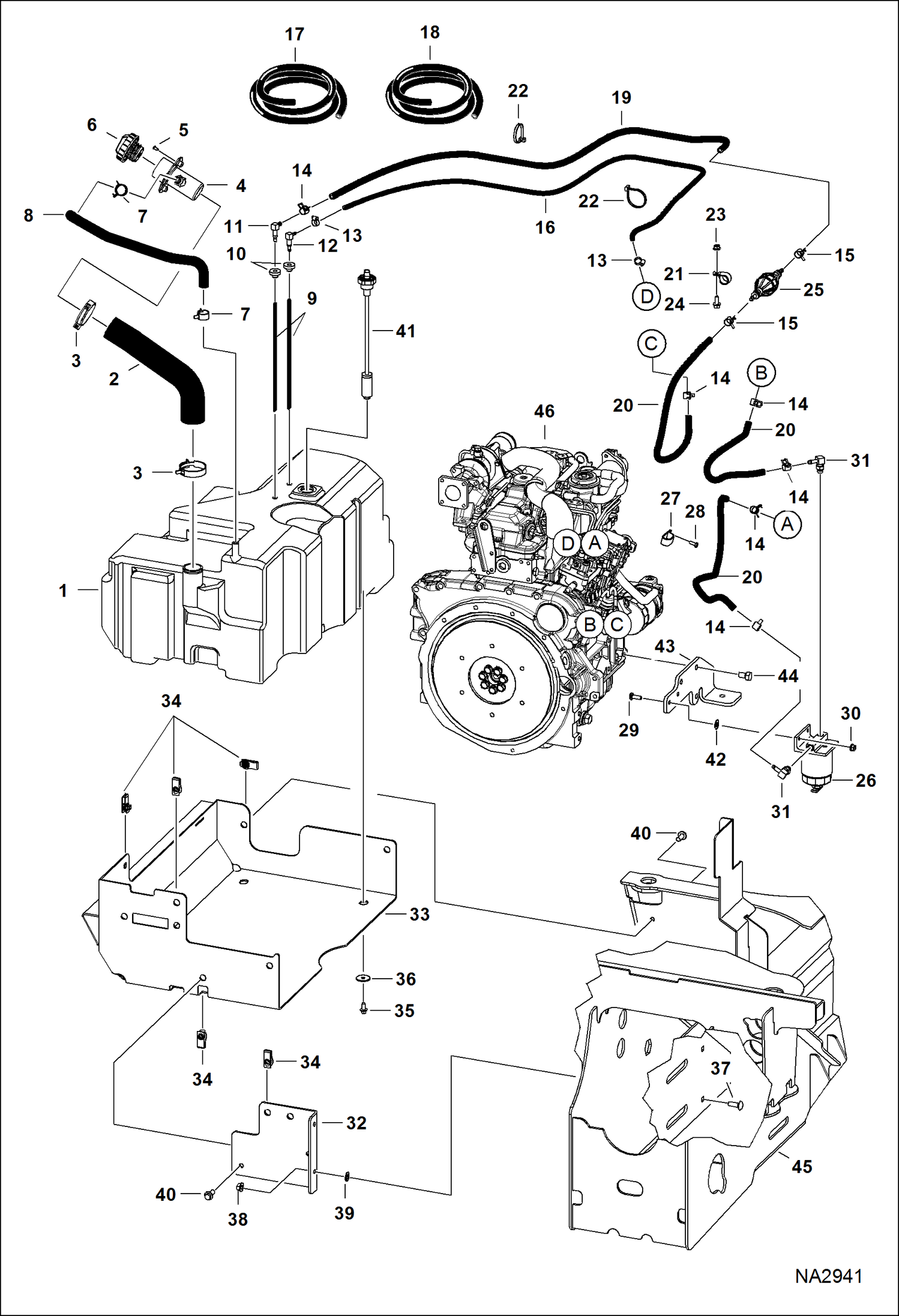 Схема запчастей Bobcat 5600 - FUEL SYSTEM POWER UNIT