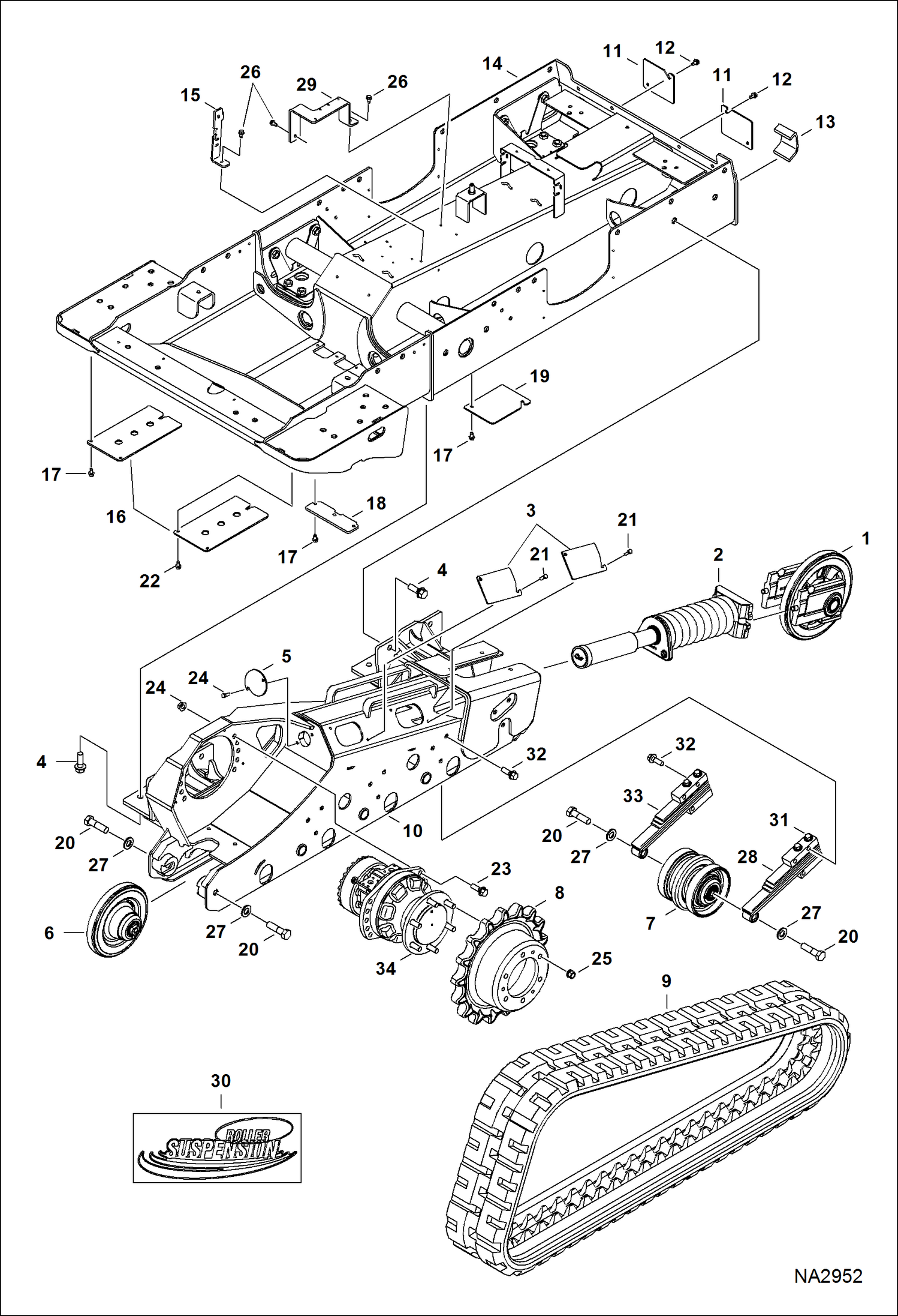 Схема запчастей Bobcat T-Series - DRIVE TRAIN (Suspension) (S/N ANKA11001 - 13524) DRIVE TRAIN