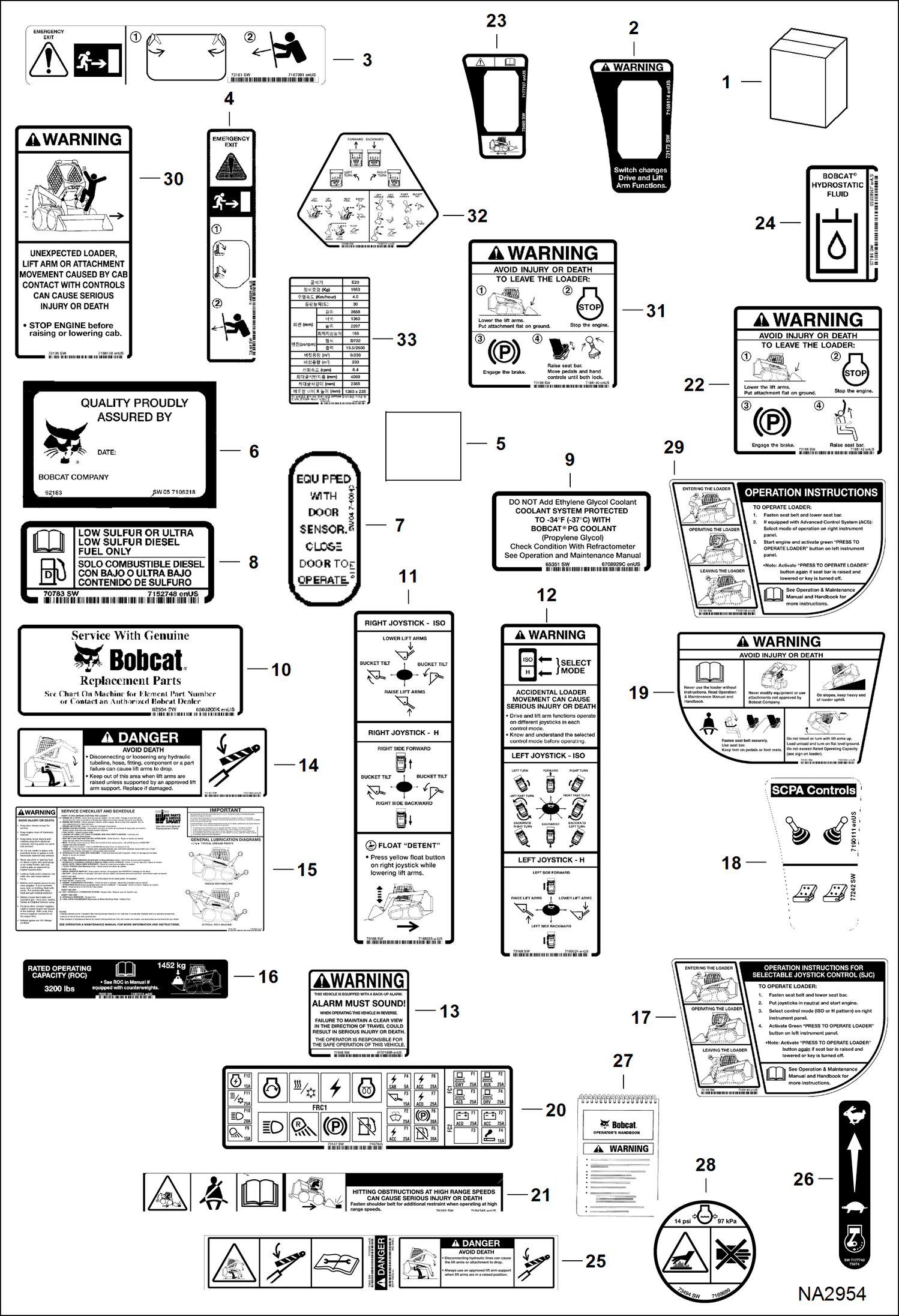 Схема запчастей Bobcat T-Series - DECALS (Inside) ACCESSORIES & OPTIONS