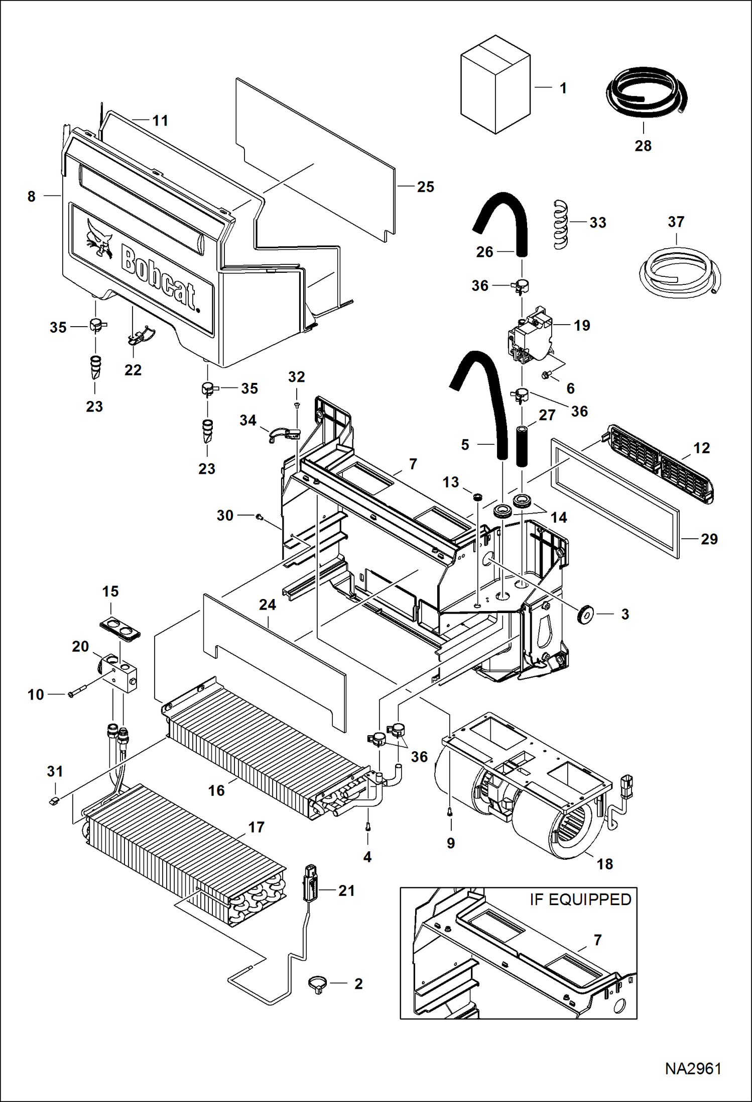 Схема запчастей Bobcat A-Series - HEATER & A/C (HVAC Assembly) ACCESSORIES & OPTIONS