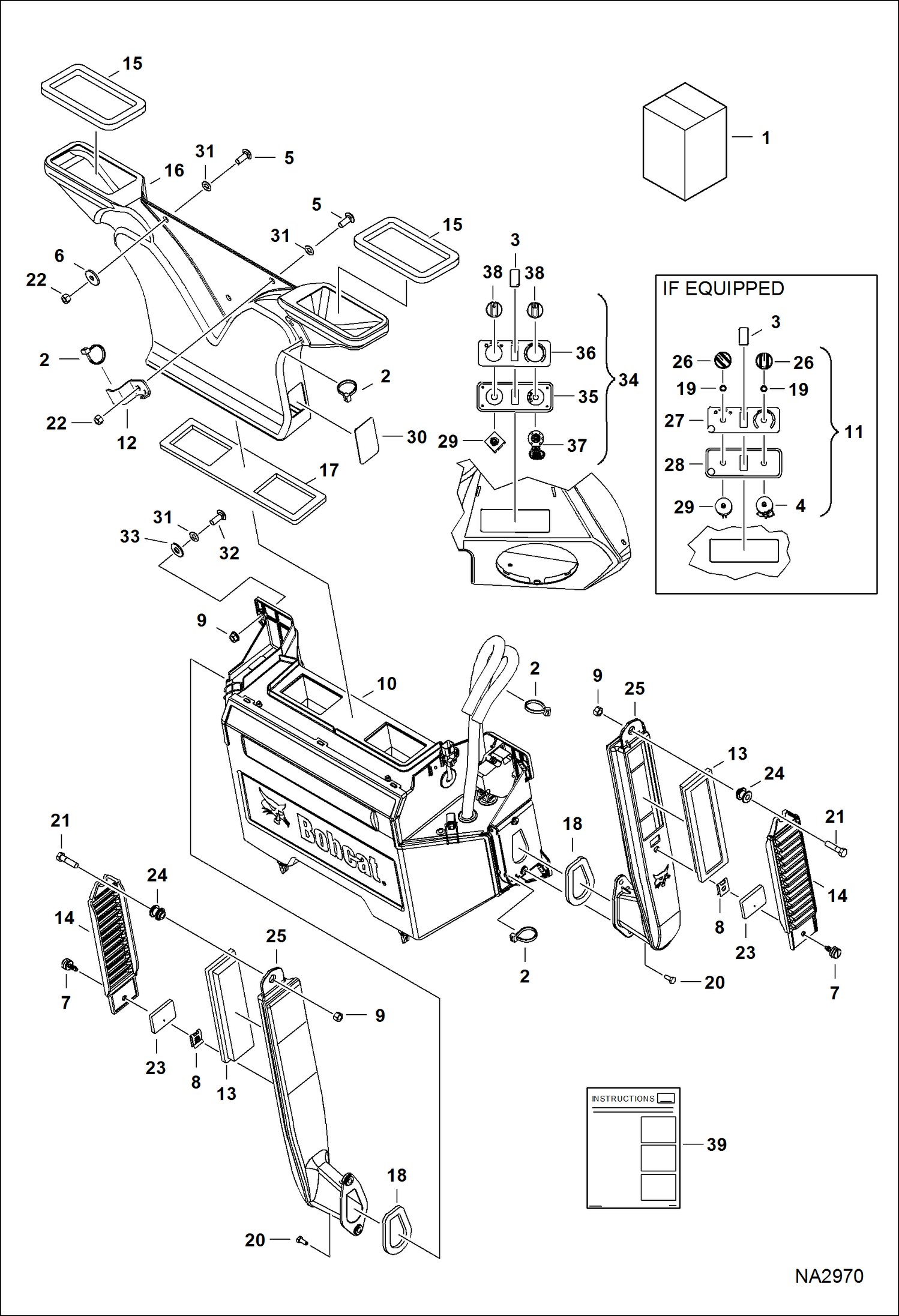 Схема запчастей Bobcat A-Series - HEATER & A/C (Heater Kit) ACCESSORIES & OPTIONS