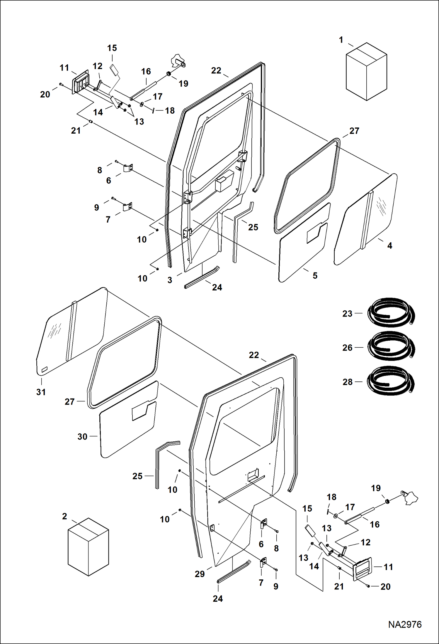 Схема запчастей Bobcat 3200 - CAB DOOR (Steel) ACCESSORIES & OPTIONS