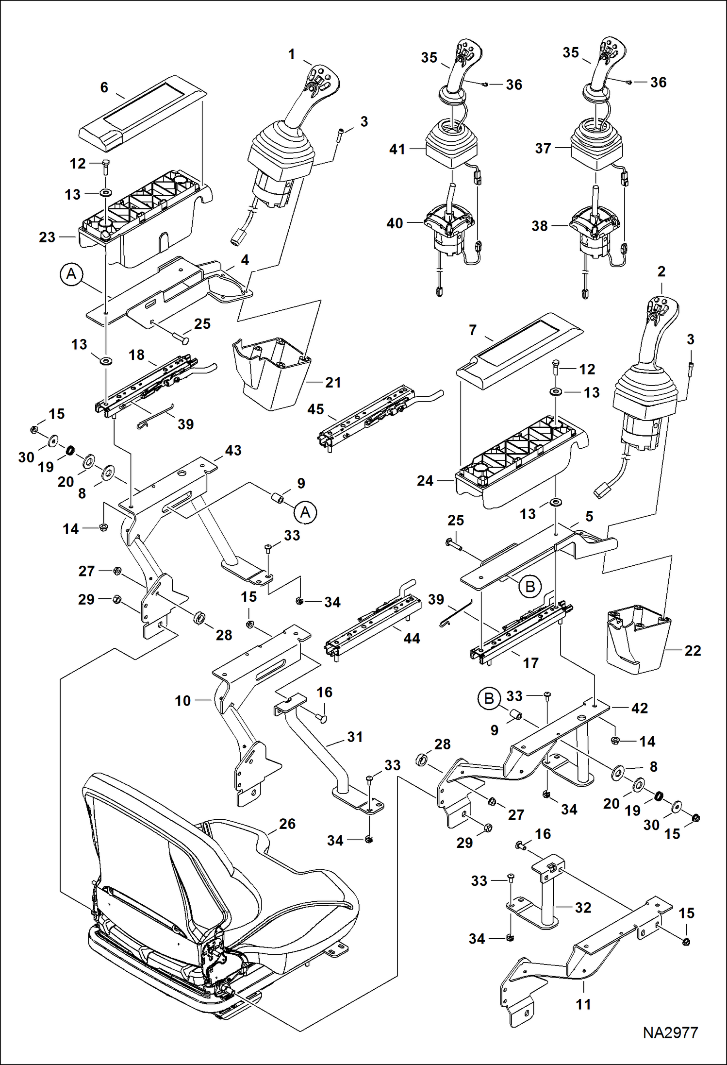 Схема запчастей Bobcat A-Series - CONTROLS ELECTRICAL (Armrest Assembly) ELECTRICAL SYSTEM