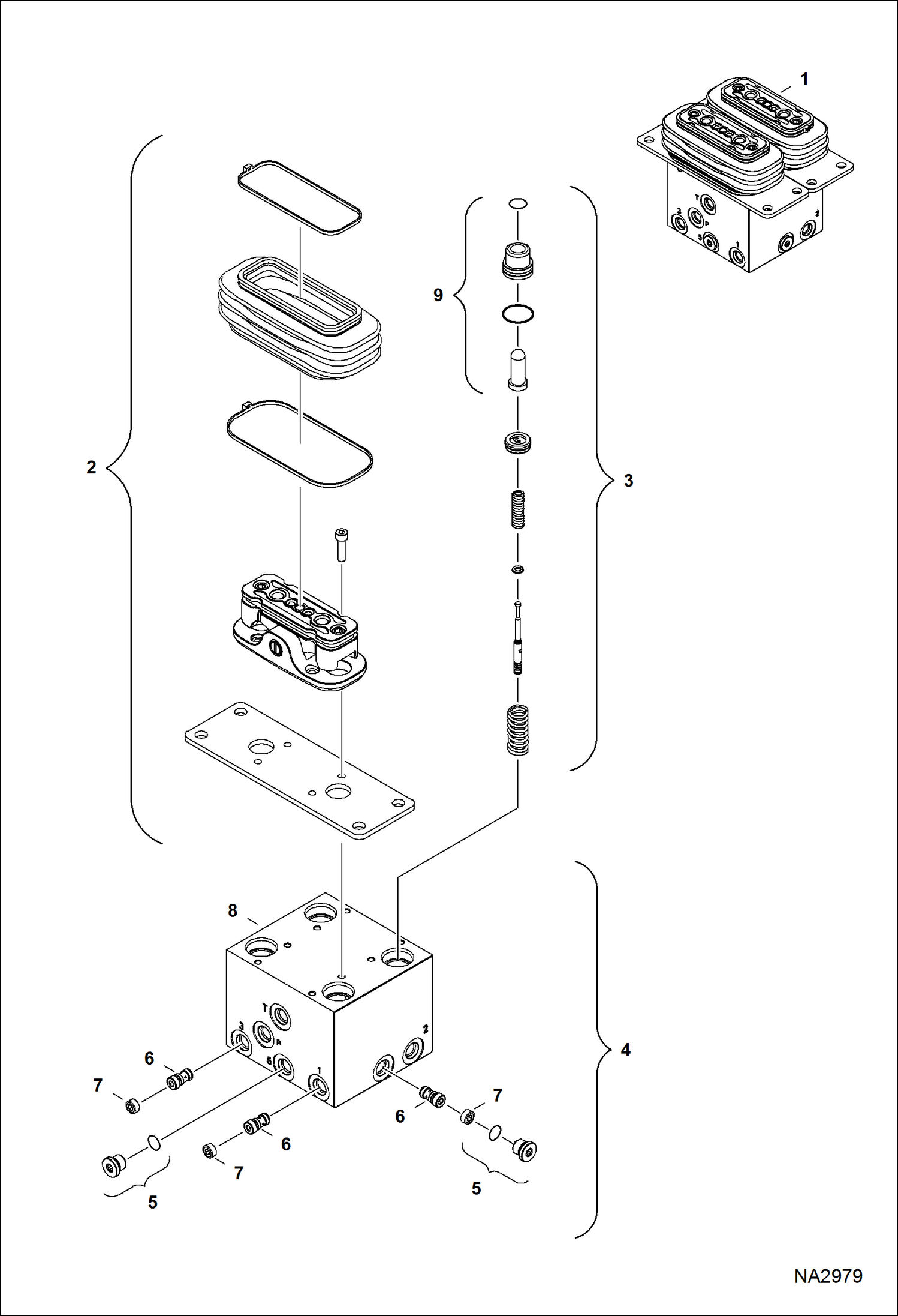 Схема запчастей Bobcat E25 - TRAVEL CONTROLLER (Dual Pedal Valve) HYDRAULIC SYSTEM