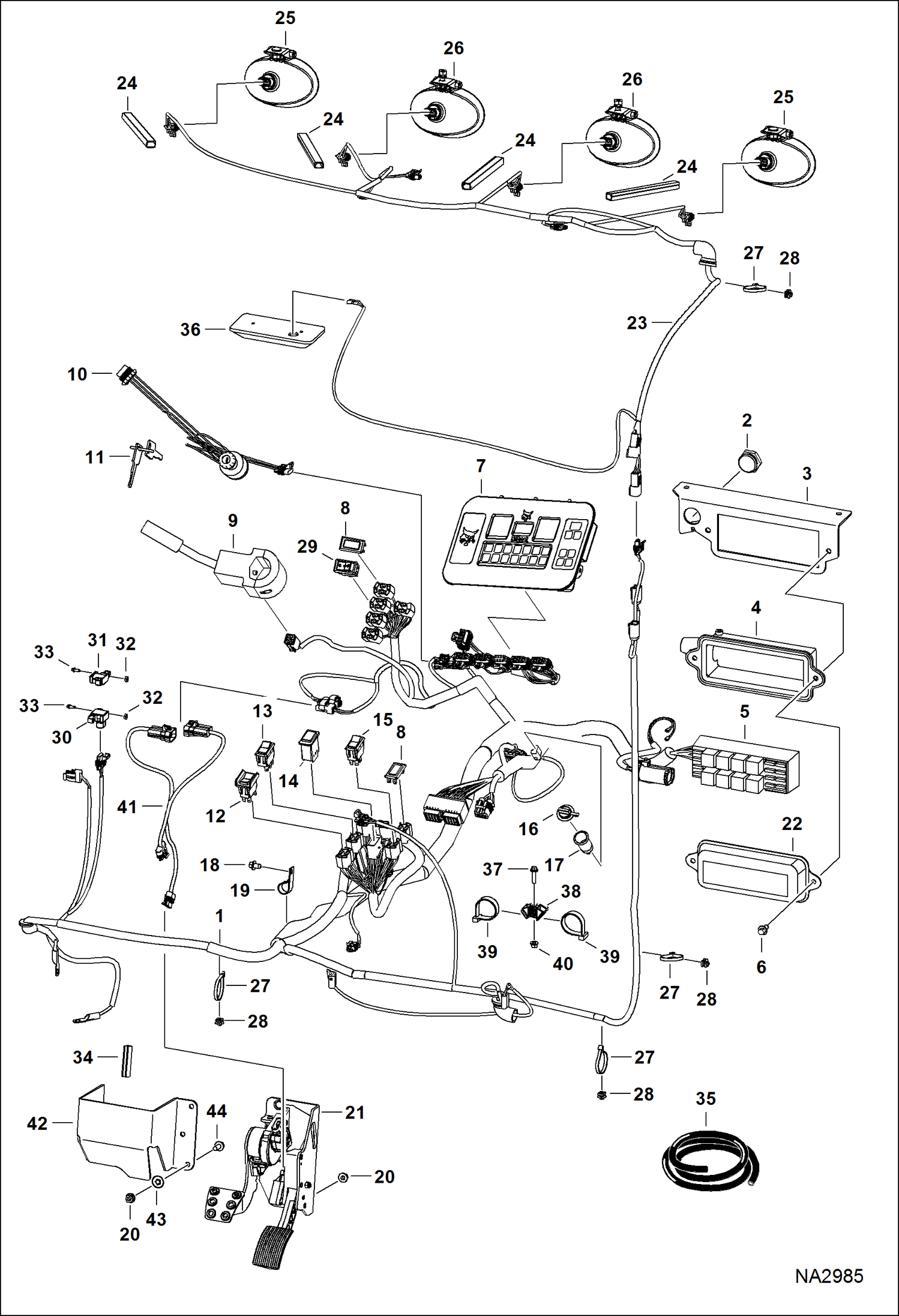 Схема запчастей Bobcat 5600 - CAB ELECTRICAL CIRCUITRY (Metal Covered Pedal Assembly) ELECTRICAL SYSTEM