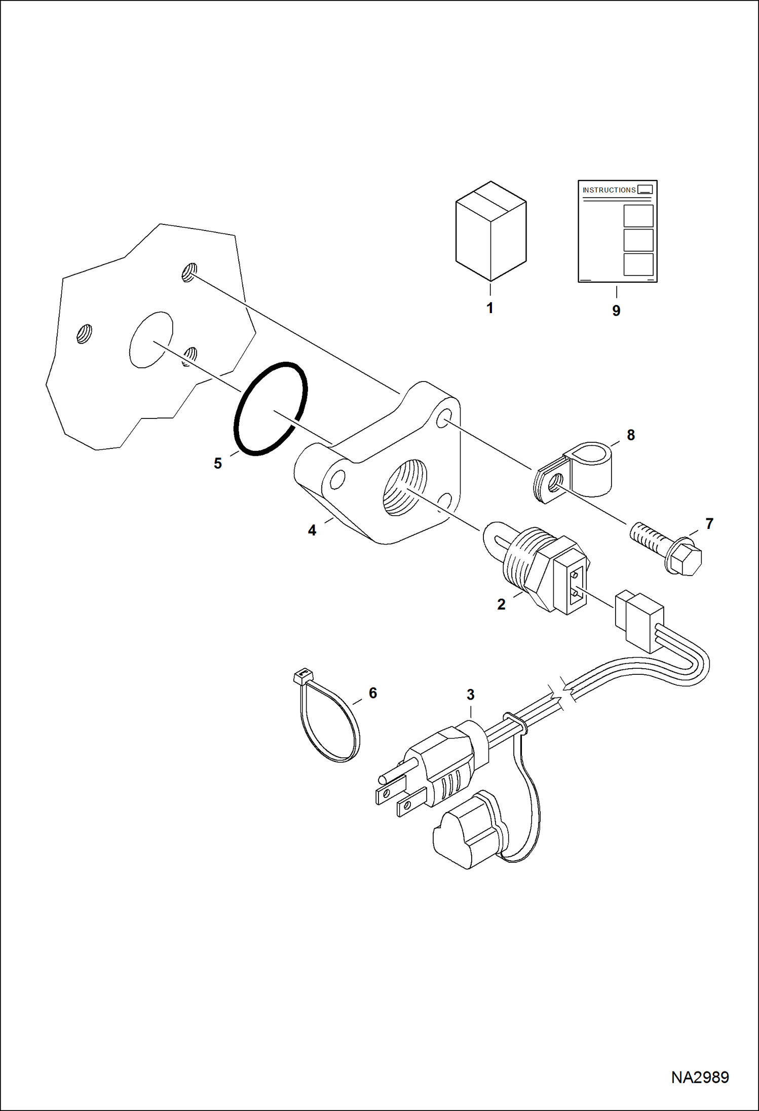 Схема запчастей Bobcat 3400 - BLOCK HEATER KIT ACCESSORIES & OPTIONS