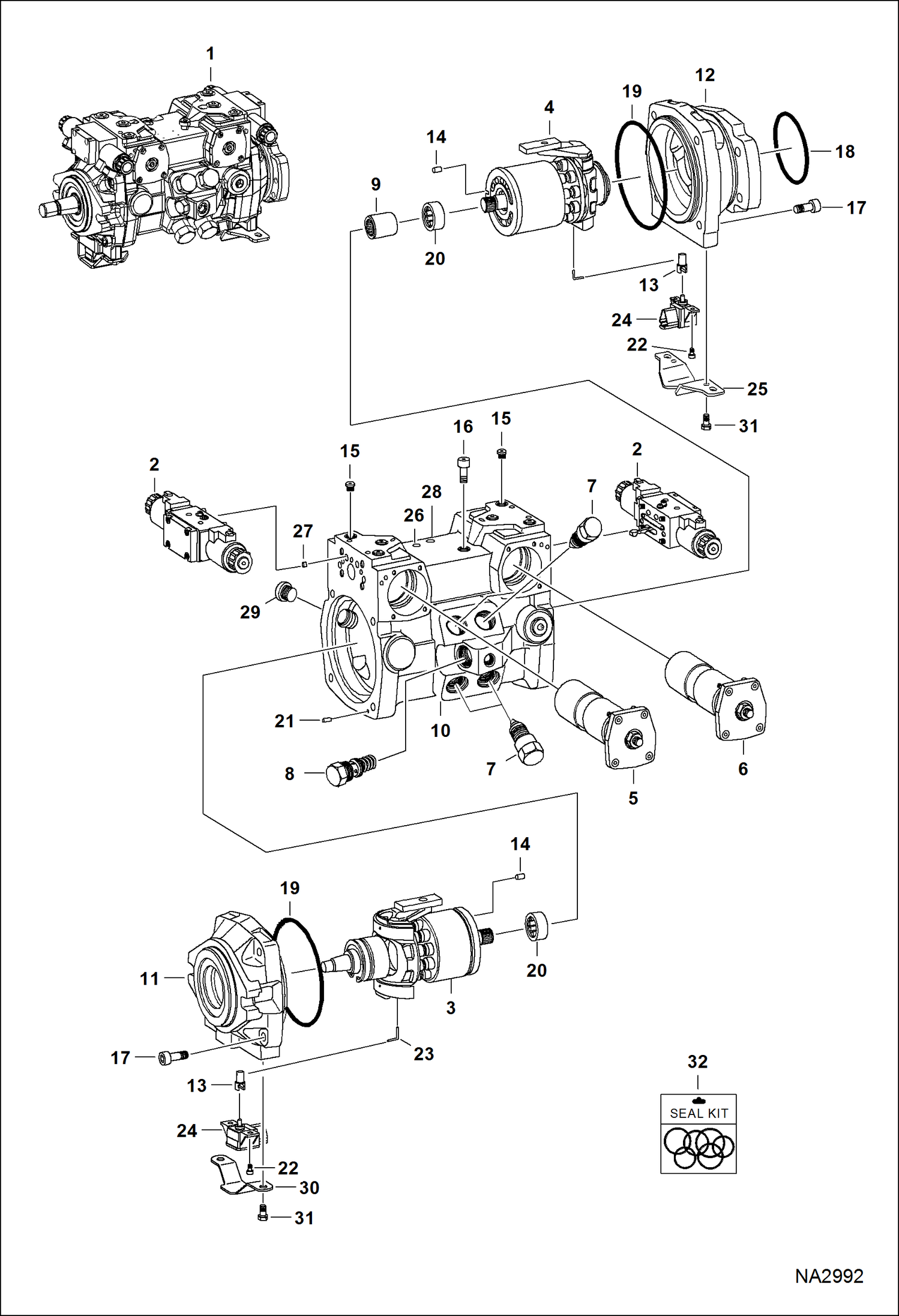 Схема запчастей Bobcat A-Series - HYDROSTATIC PUMP HYDROSTATIC SYSTEM