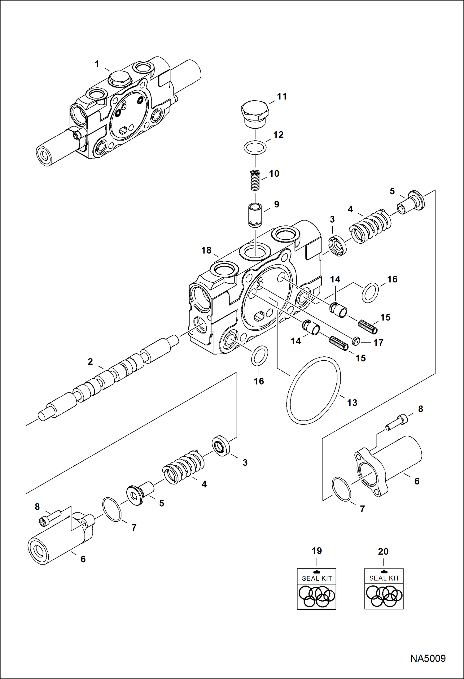 Схема запчастей Bobcat E32 - HYDRAULIC CONTROL VALVE (Boom Swing Section) HYDRAULIC SYSTEM