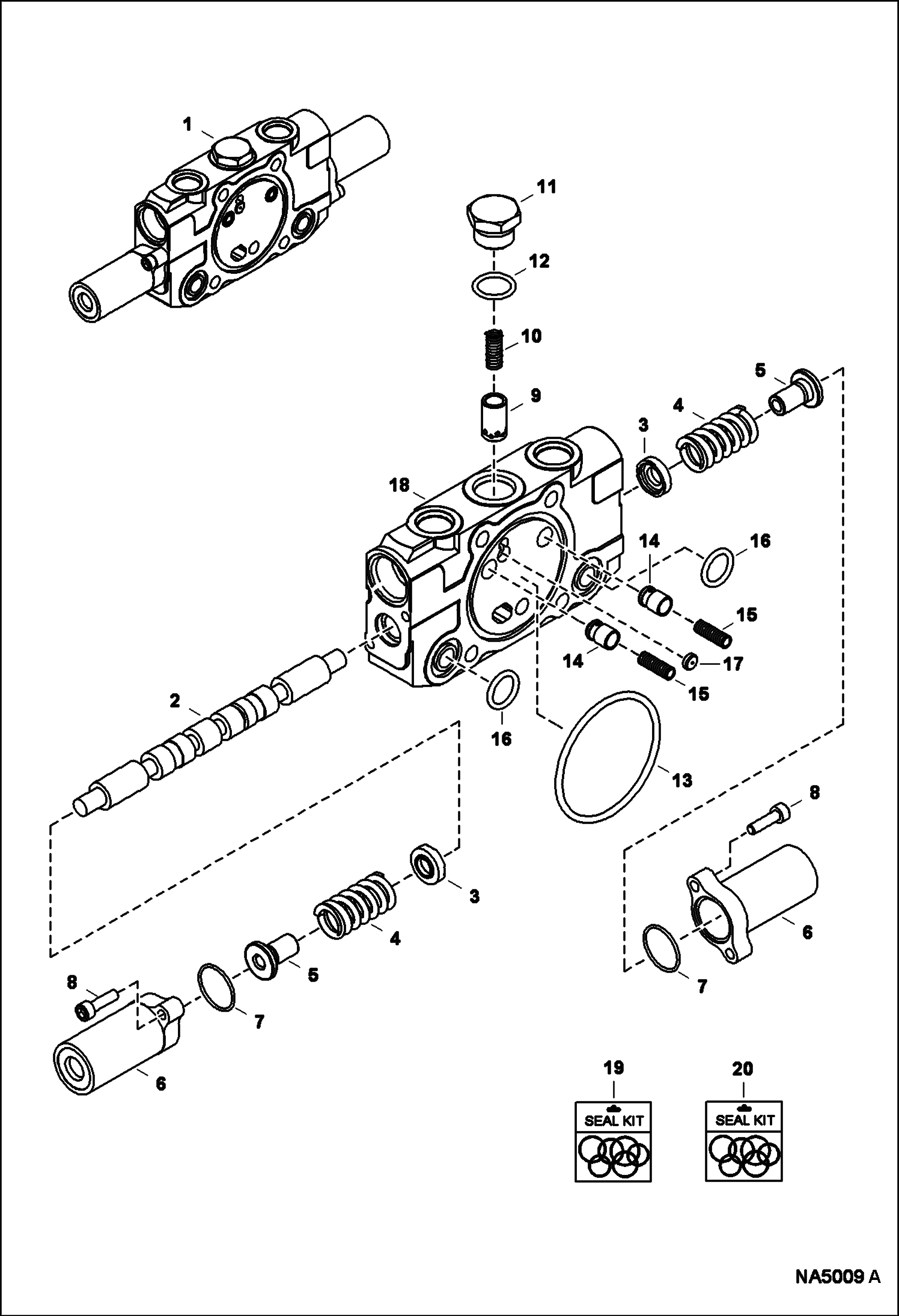 Схема запчастей Bobcat E32 - HYDRAULIC CONTROL VALVE (Aux Section) HYDRAULIC SYSTEM