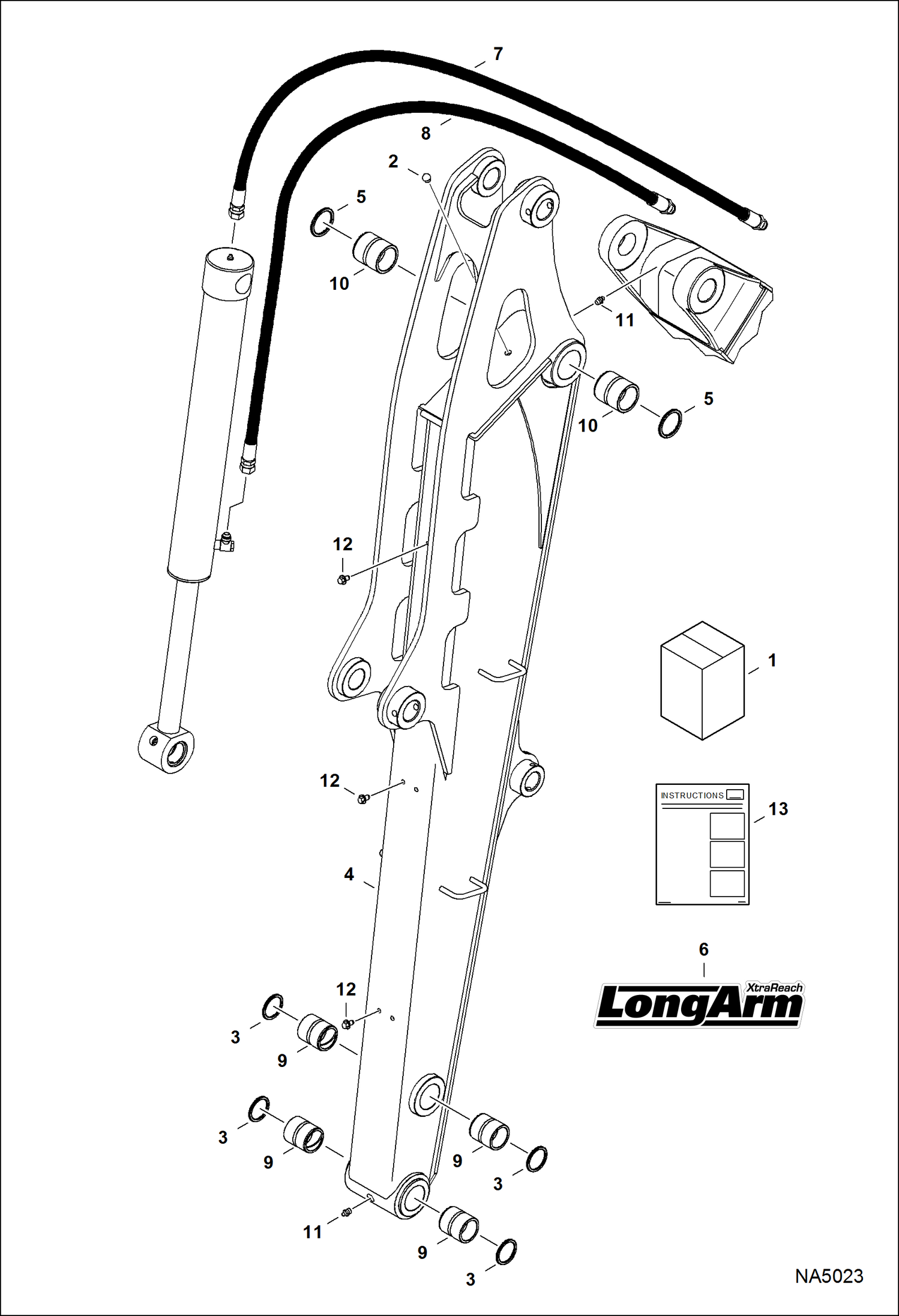 Схема запчастей Bobcat E50 - ARM KIT (Long) ACCESSORIES & OPTIONS