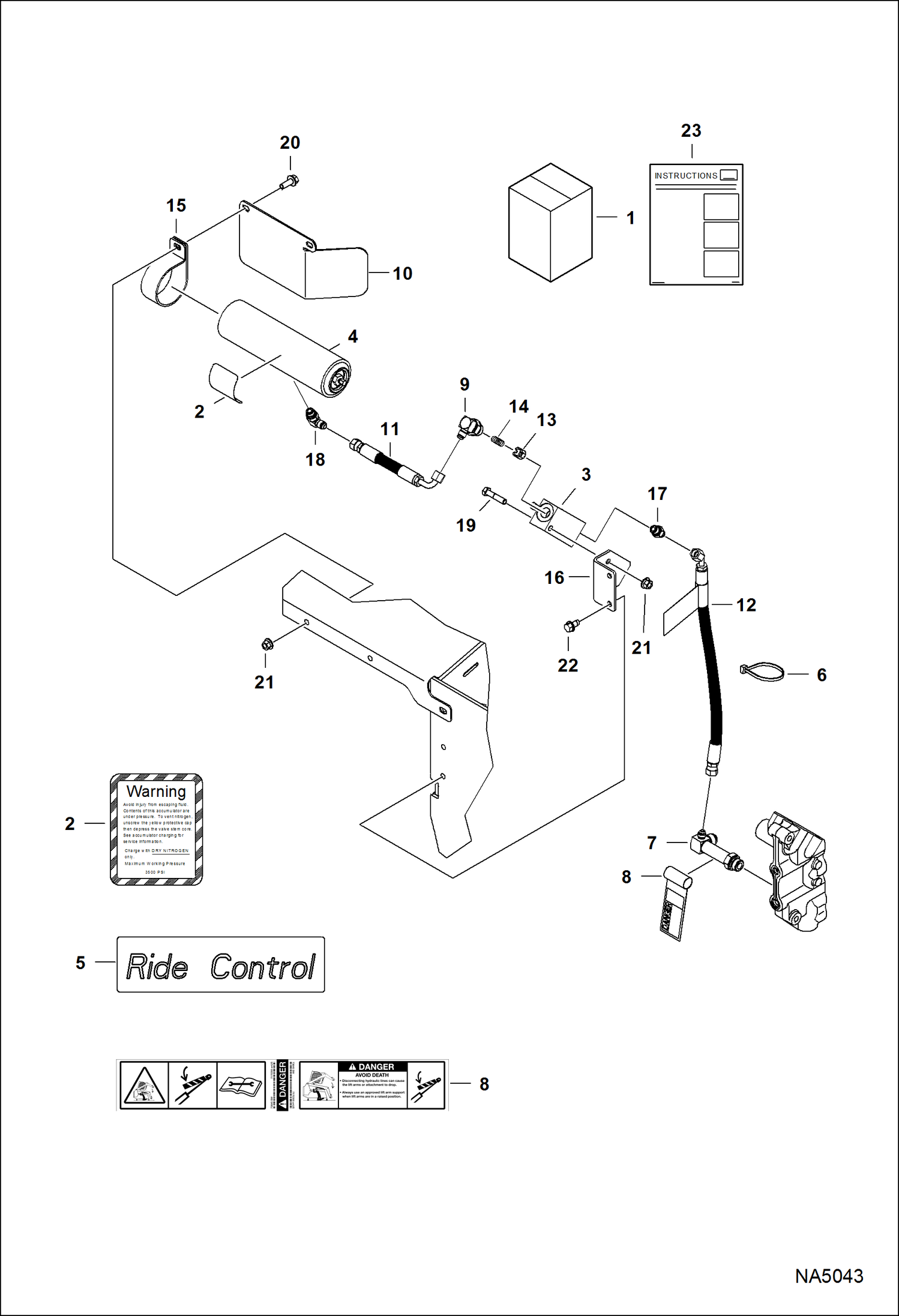 Схема запчастей Bobcat RIDE CONTROL KITS - RIDE CONTROL KIT (For Loaders A770, S630, S650, S750, S770, S850, T630, T650, T750, T770, T870) Loader