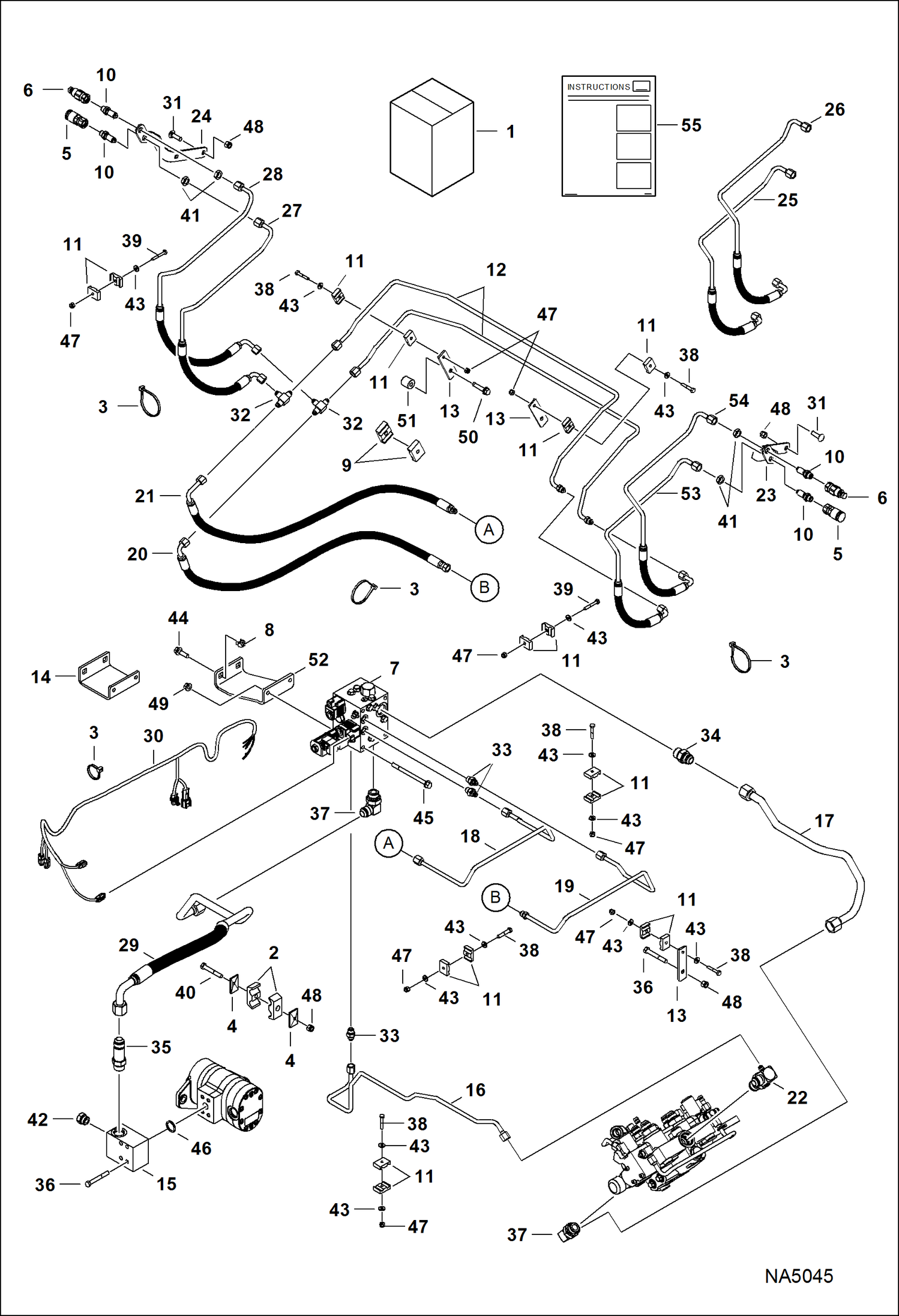 Схема запчастей Bobcat S-Series - REAR AUXILIARY (Kit) ACCESSORIES & OPTIONS