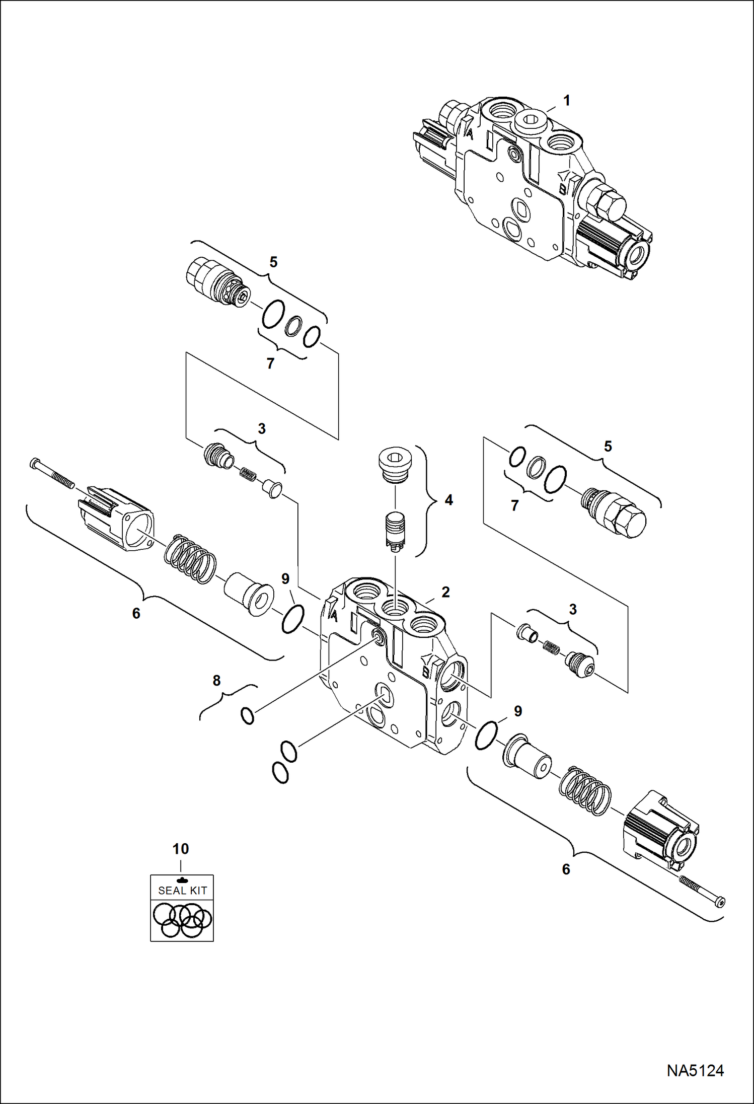 Схема запчастей Bobcat E42 - HYDRAULIC CONTROL VALVE (Boom Swing Section) HYDRAULIC SYSTEM