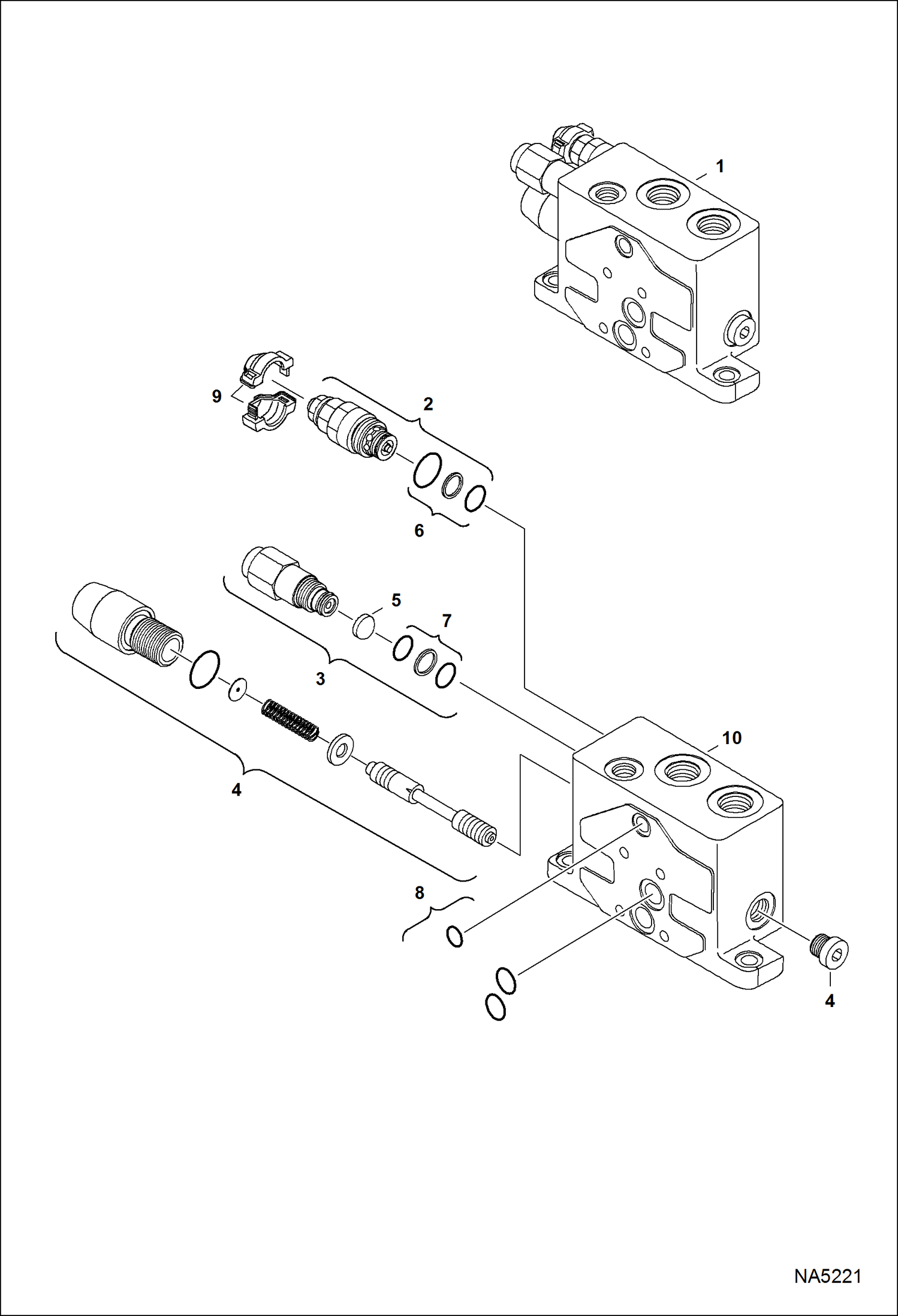 Схема запчастей Bobcat E42 - HYDRAULIC CONTROL VALVE (Inlet Section) HYDRAULIC SYSTEM