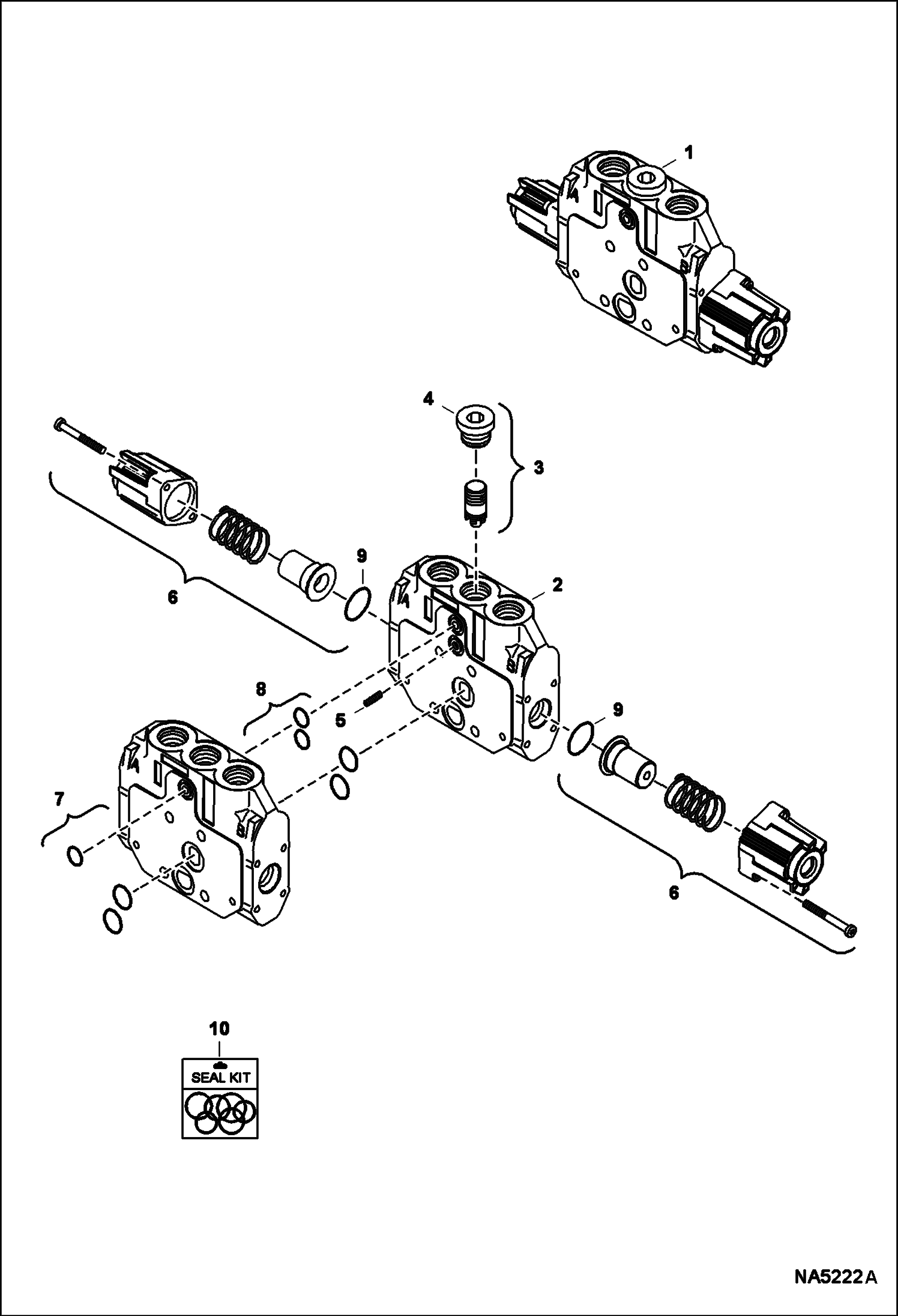 Схема запчастей Bobcat E55 - HYDRAULIC CONTROL VALVE (LeftTravel Section) HYDRAULIC SYSTEM