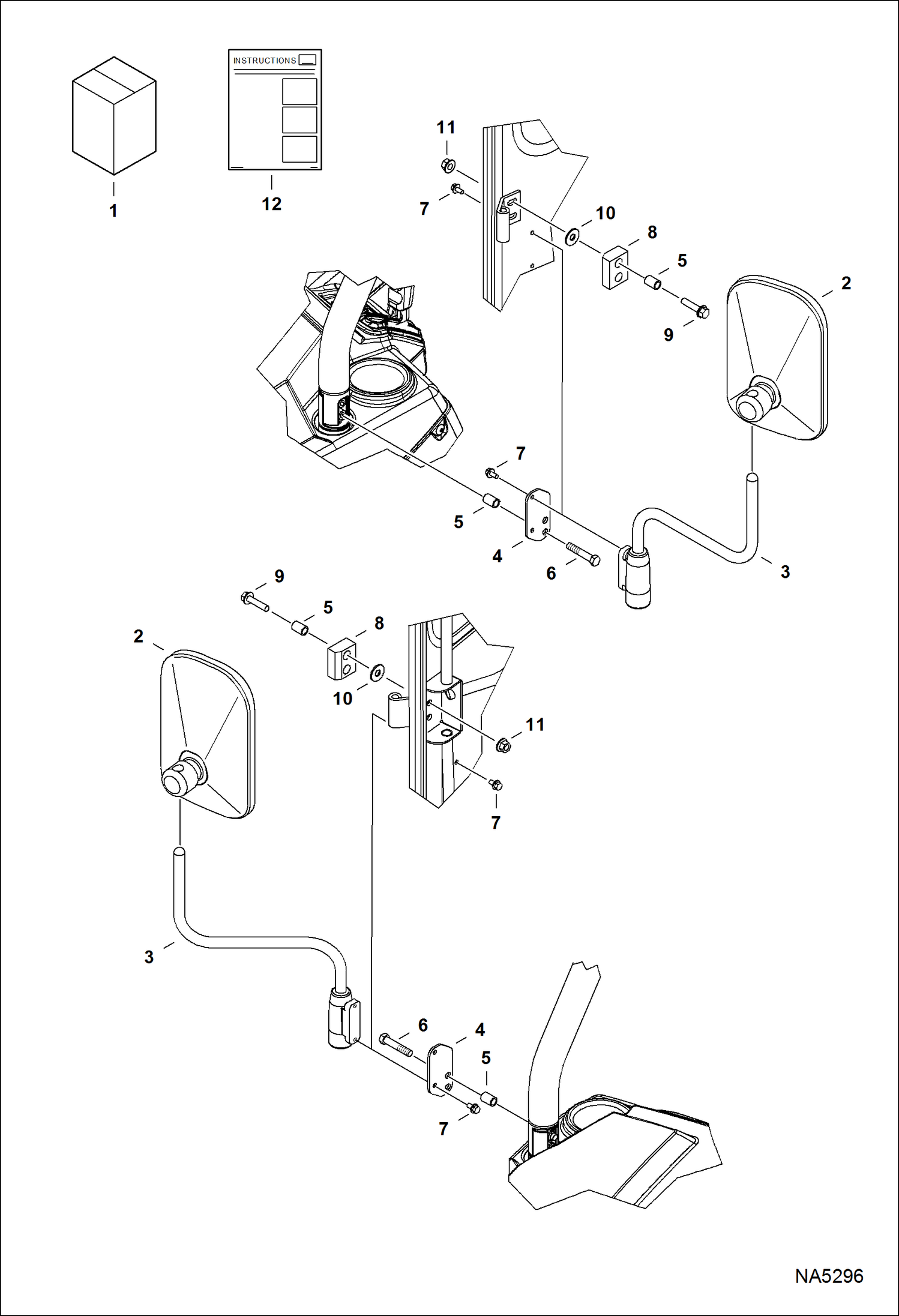 Схема запчастей Bobcat 3200 - SIDE MIRROR KIT ACCESSORIES & OPTIONS