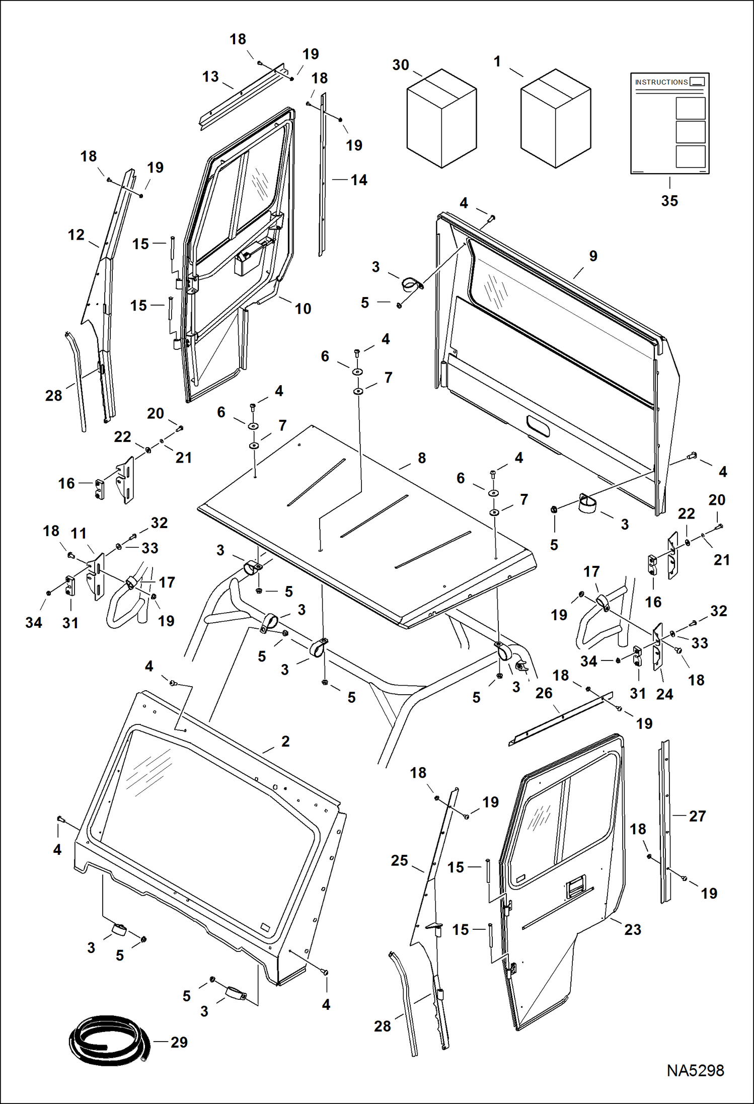 Схема запчастей Bobcat 3200 - CAB KIT (Steel) ACCESSORIES & OPTIONS