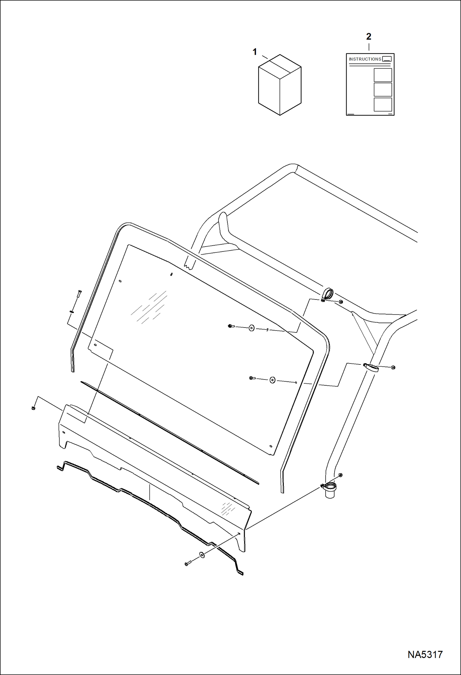 Схема запчастей Bobcat 3200 - CAB WINDOW KIT (Soft) ACCESSORIES & OPTIONS