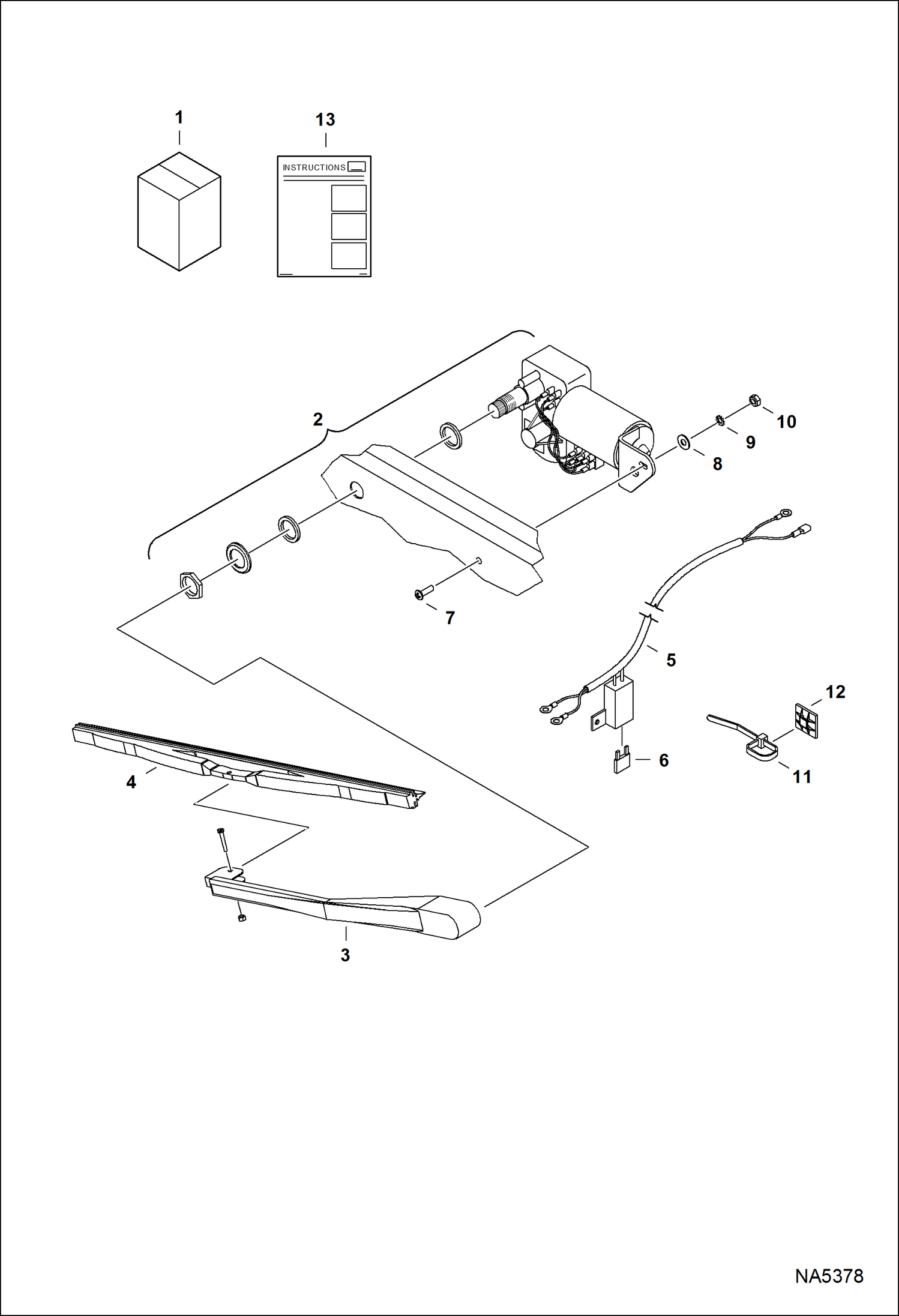 Схема запчастей Bobcat 3200 - WIPER KIT (Fixed) (Steel Cab) ACCESSORIES & OPTIONS