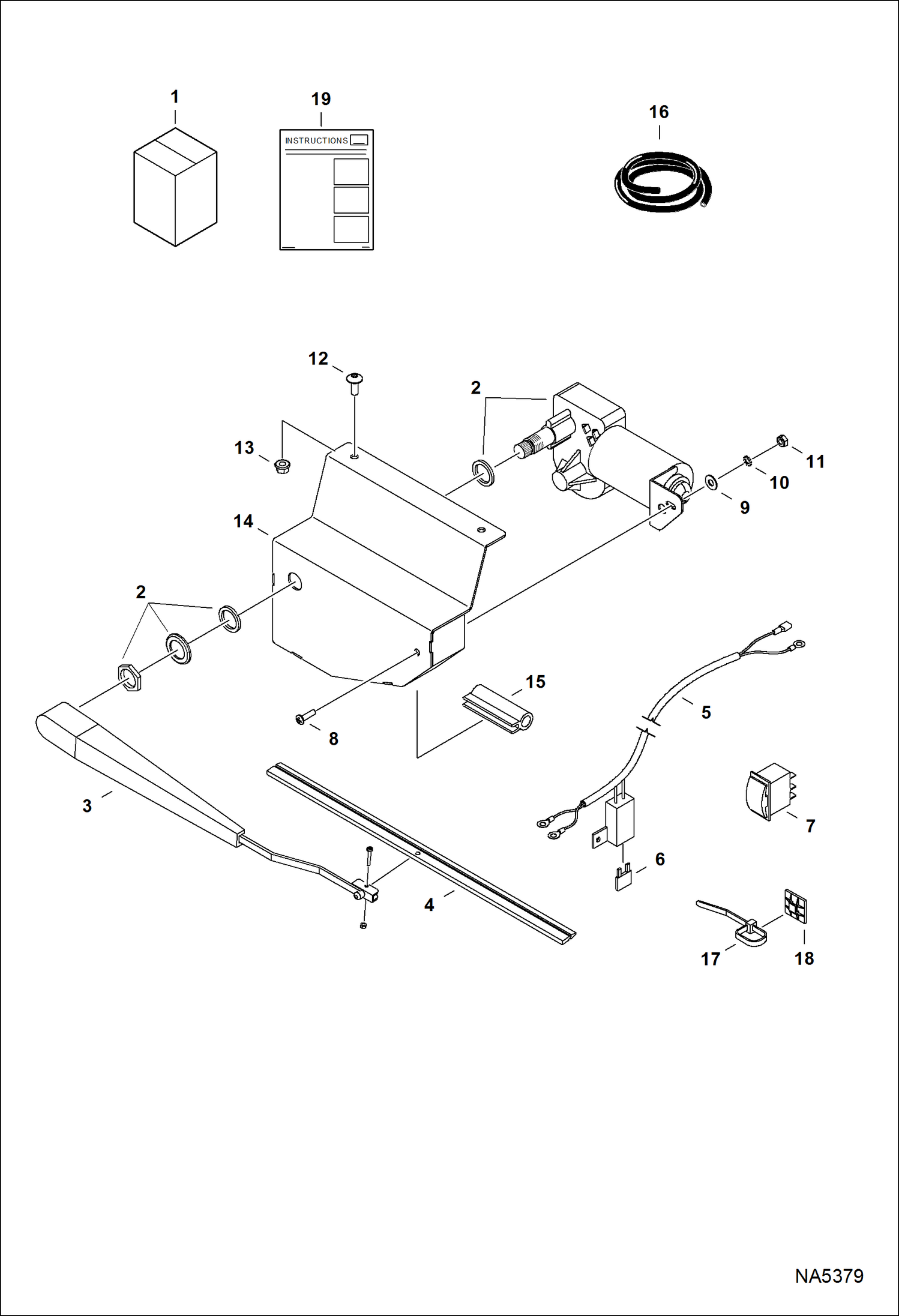 Схема запчастей Bobcat 3200 - WIPER KIT (Tip Out) (Steel Cab) ACCESSORIES & OPTIONS