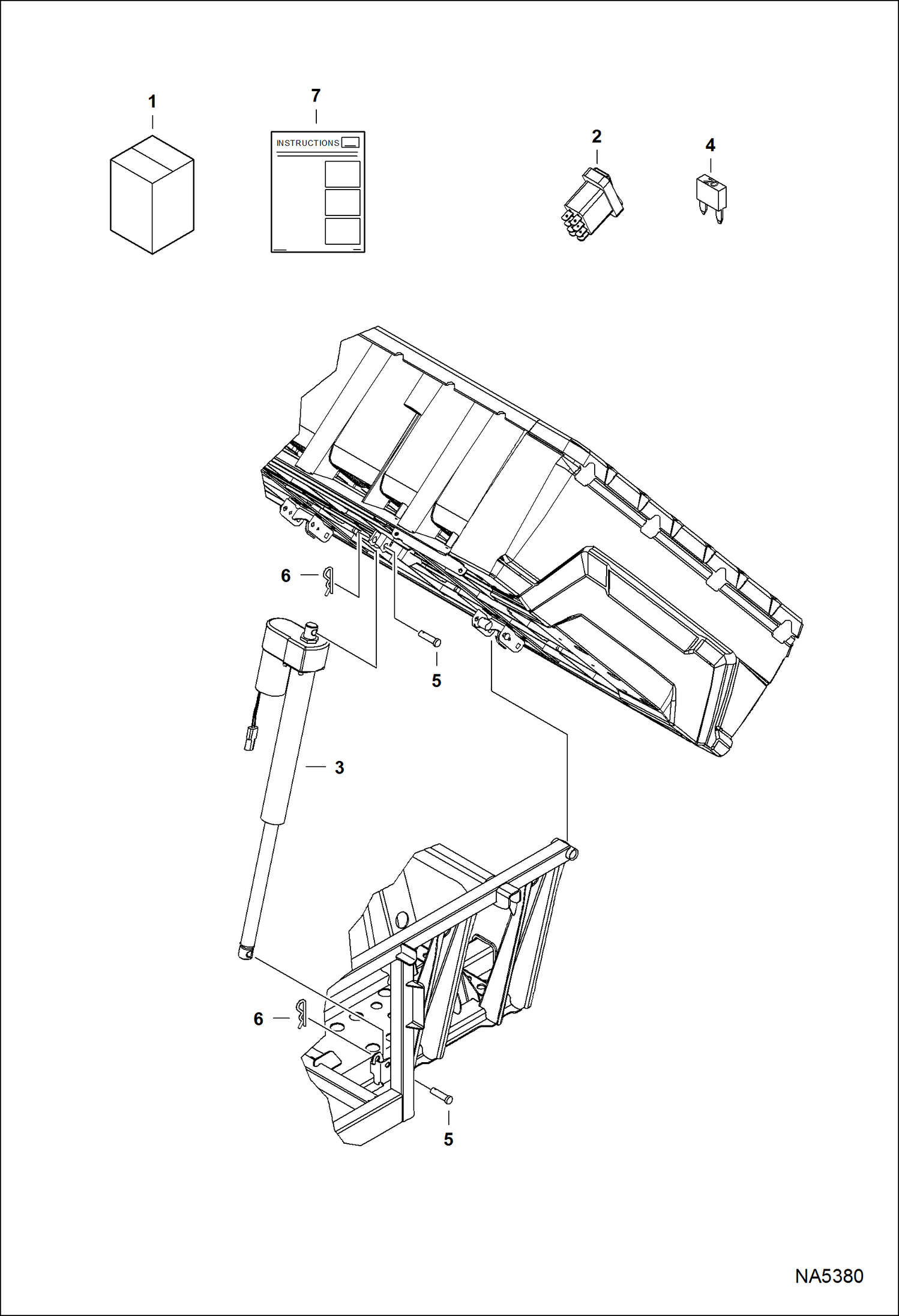 Схема запчастей Bobcat 3400 - CARGO BOX POWER LIFT ASSIST ACCESSORIES & OPTIONS