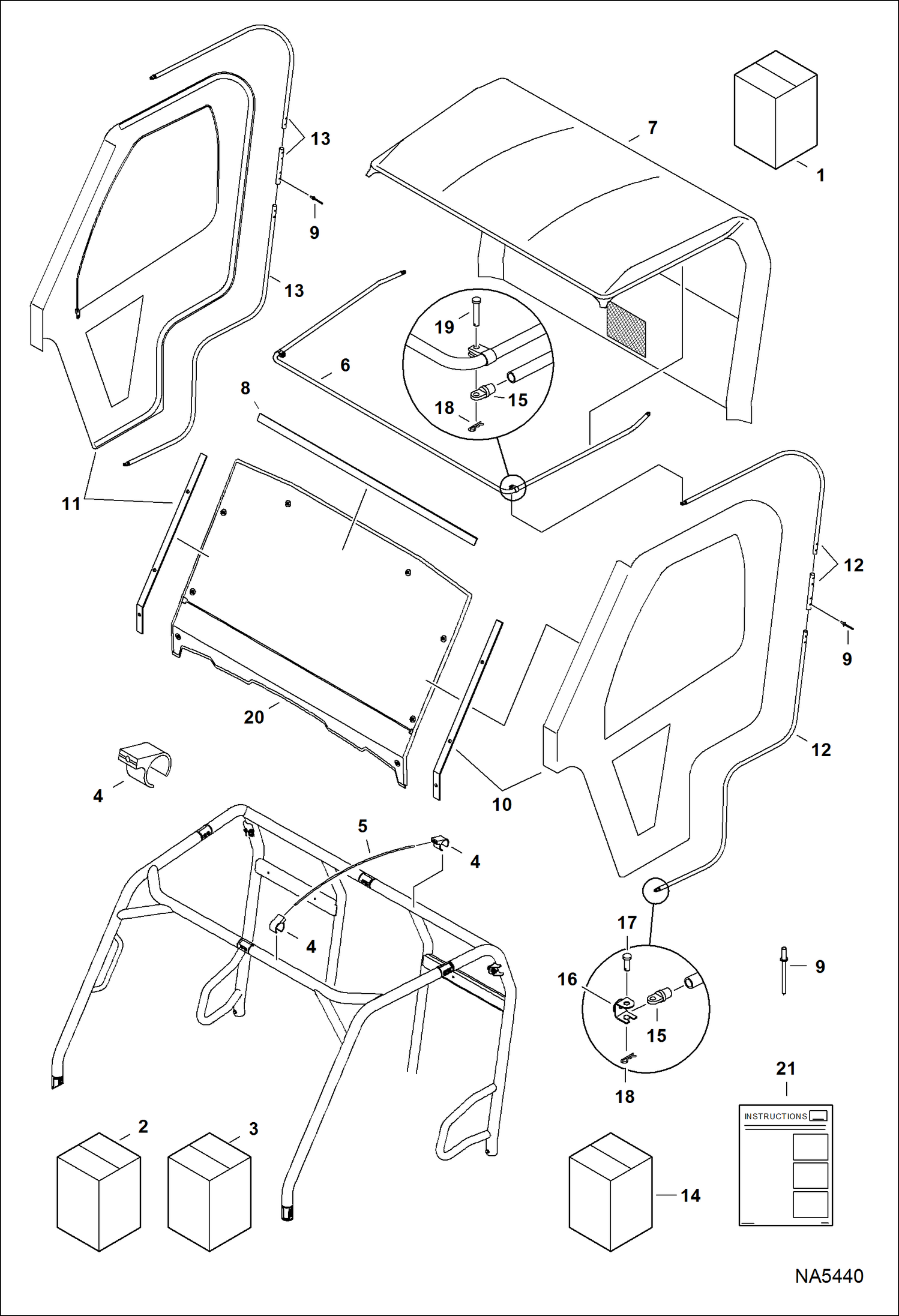 Схема запчастей Bobcat 3200 - CAB KIT (Soft) ACCESSORIES & OPTIONS