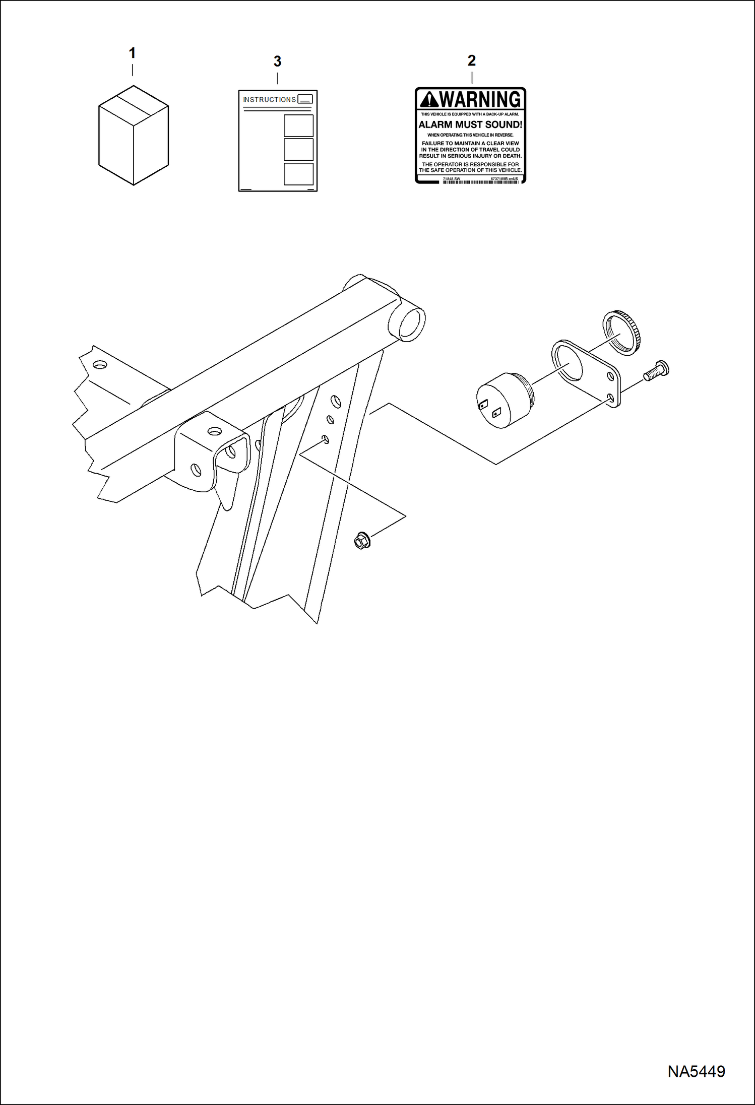 Схема запчастей Bobcat 3200 - BACKUP ALARM KIT ACCESSORIES & OPTIONS