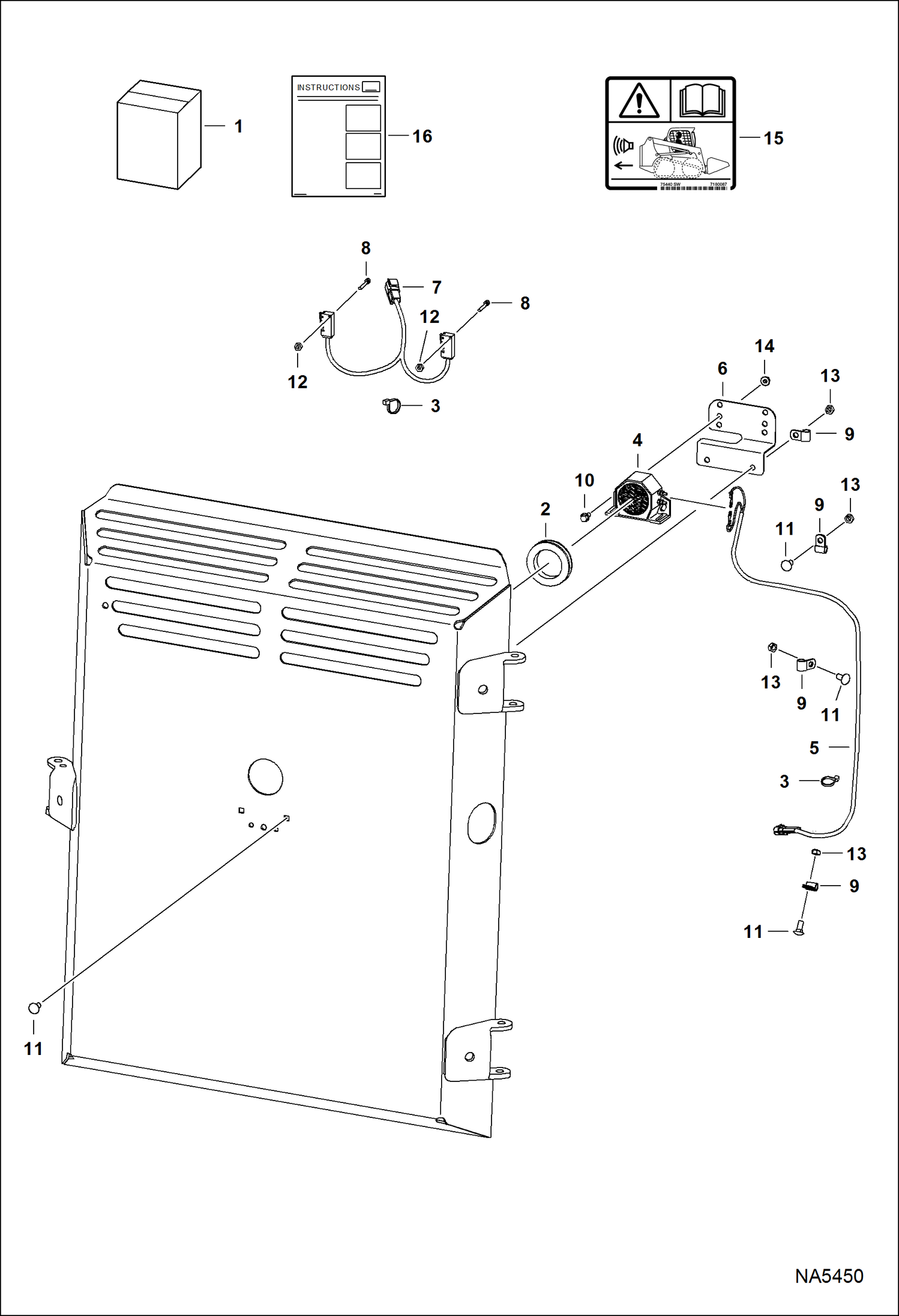 Схема запчастей Bobcat S-Series - BACK-UP ALARM (S/N A3W613690 & Above, A3W713380 & Above) ACCESSORIES & OPTIONS