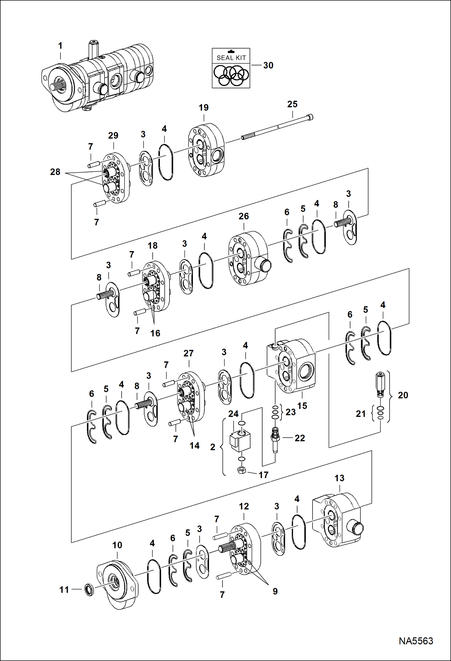 Схема запчастей Bobcat A-Series - HIGH FLOW HYDRAULICS (Gear Pump) HIGH FLOW HYDRAULICS