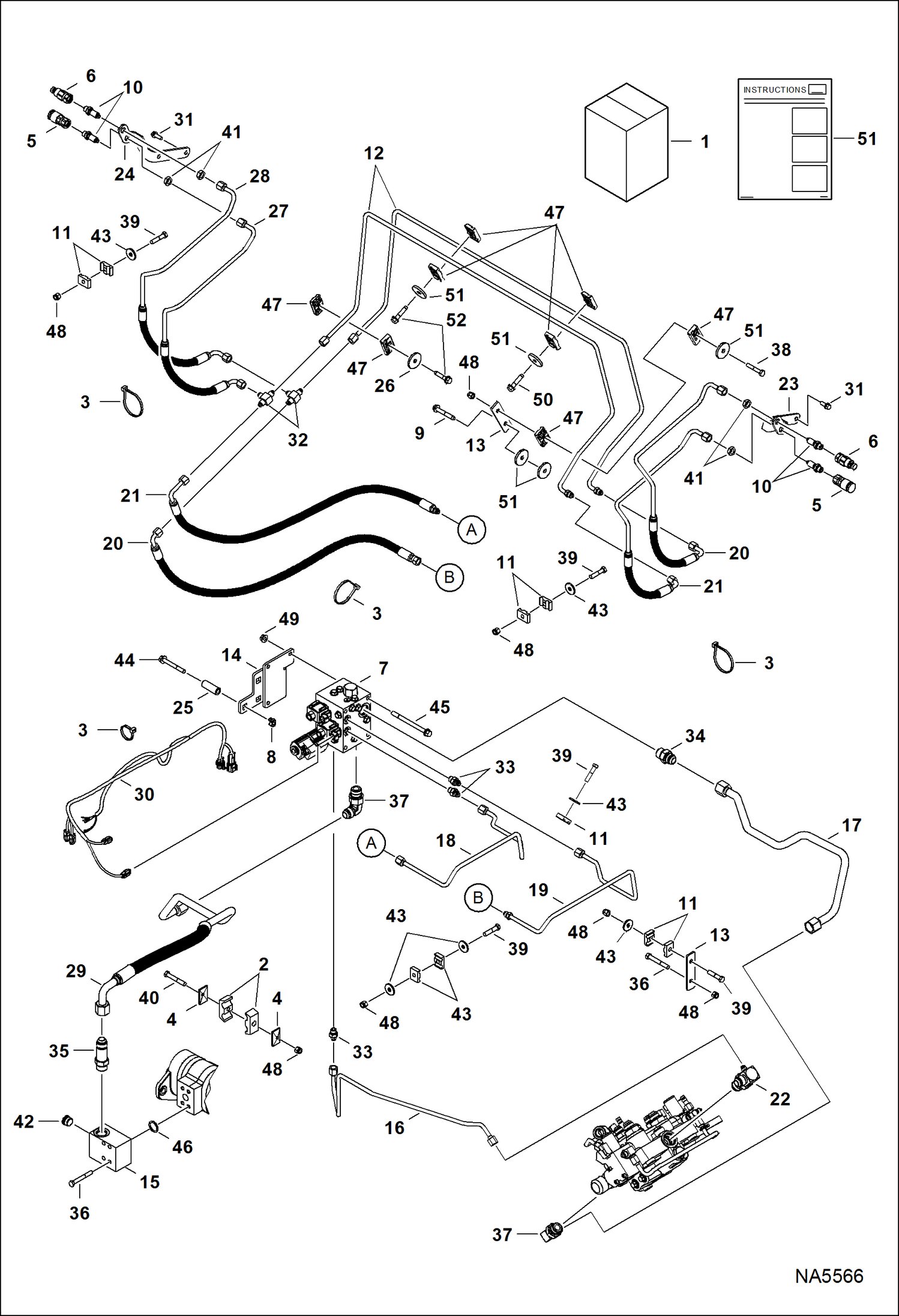 Схема запчастей Bobcat A-Series - REAR AUXILIARY KIT (A3P611001 - A3P611541) ACCESSORIES & OPTIONS