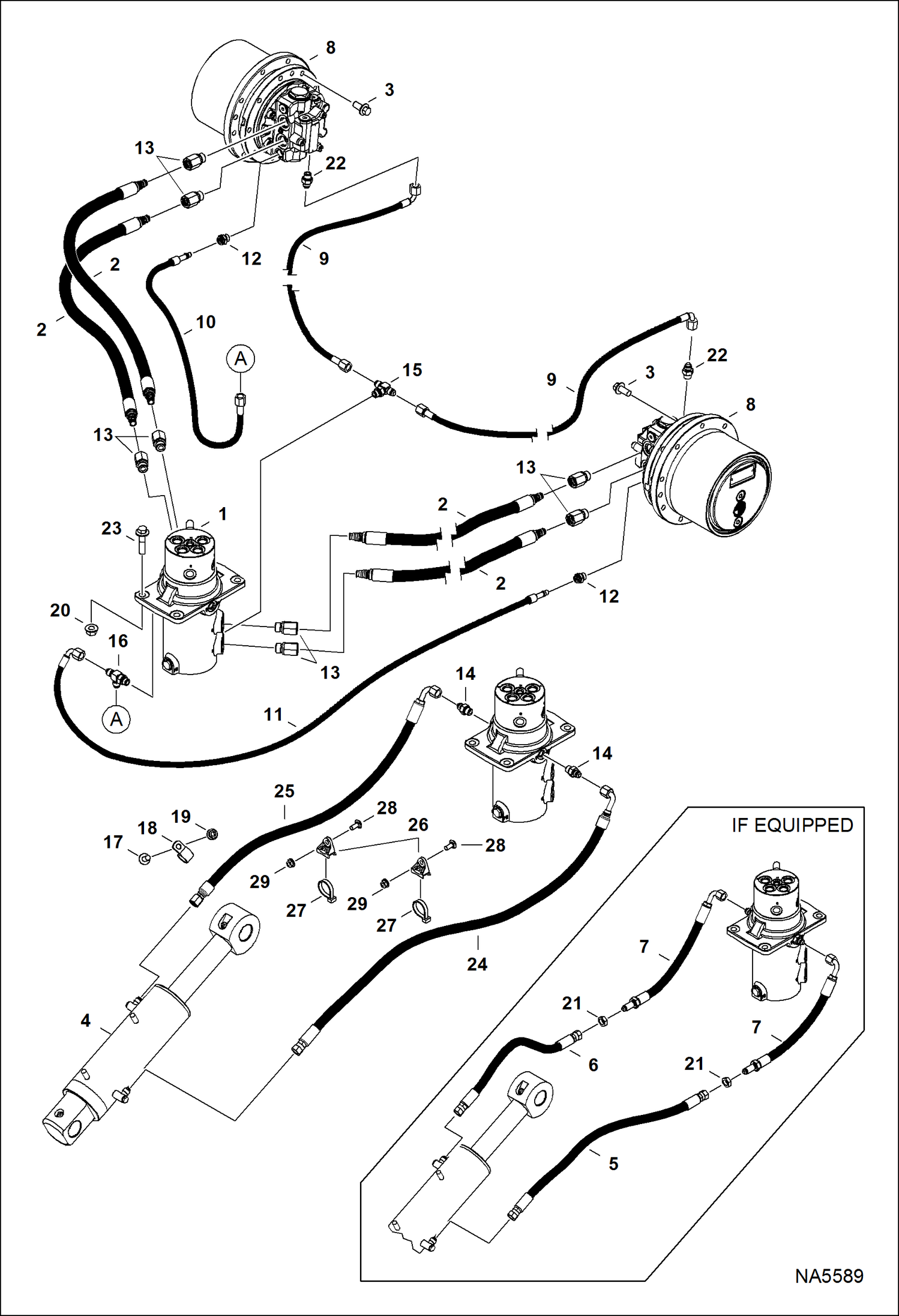 Схема запчастей Bobcat E25 - HYDRAULIC CIRCUITRY (Lower) HYDRAULIC SYSTEM