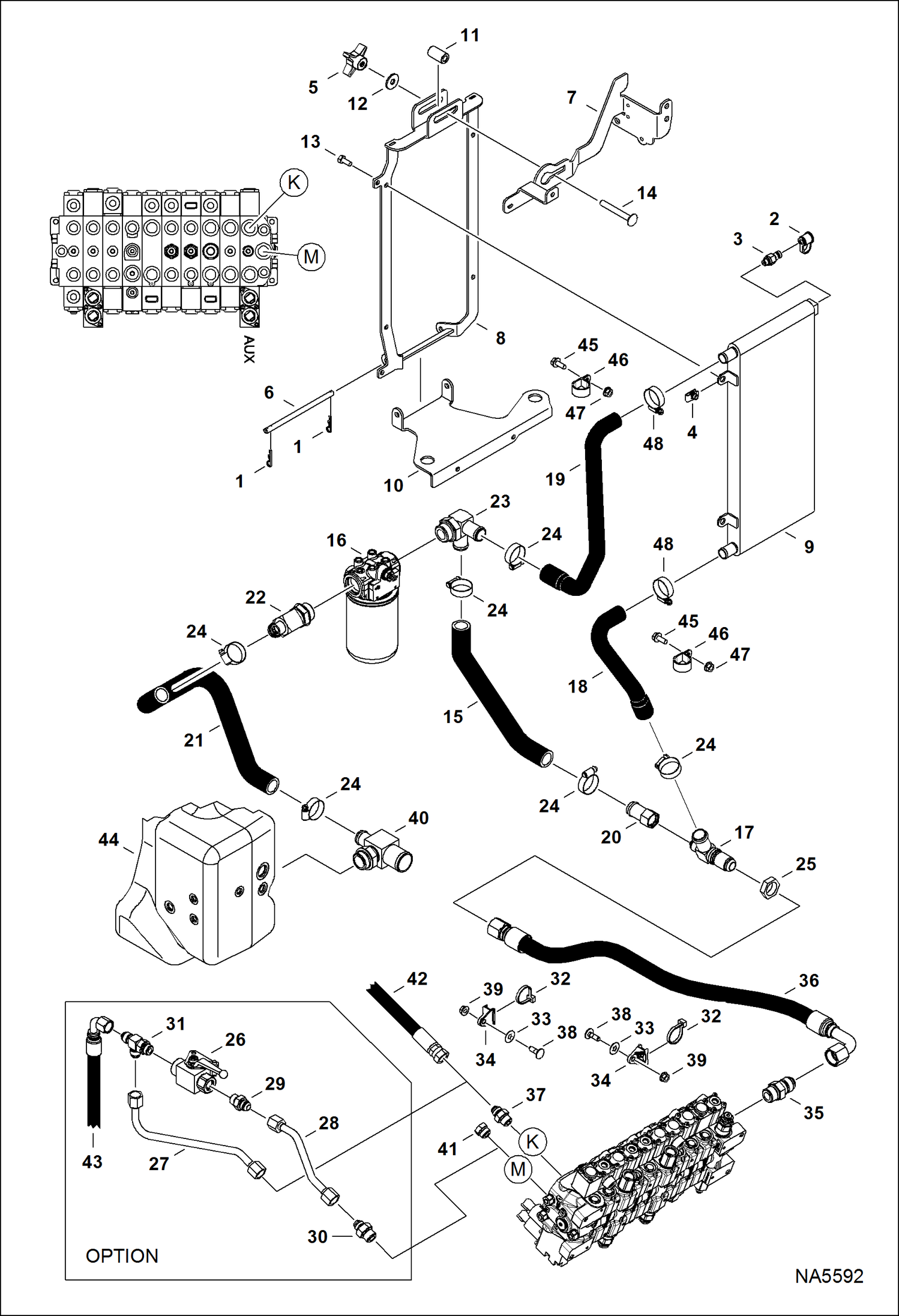 Схема запчастей Bobcat E25 - HYDRAULIC CIRCUITRY (Cooler/Filter) HYDRAULIC SYSTEM
