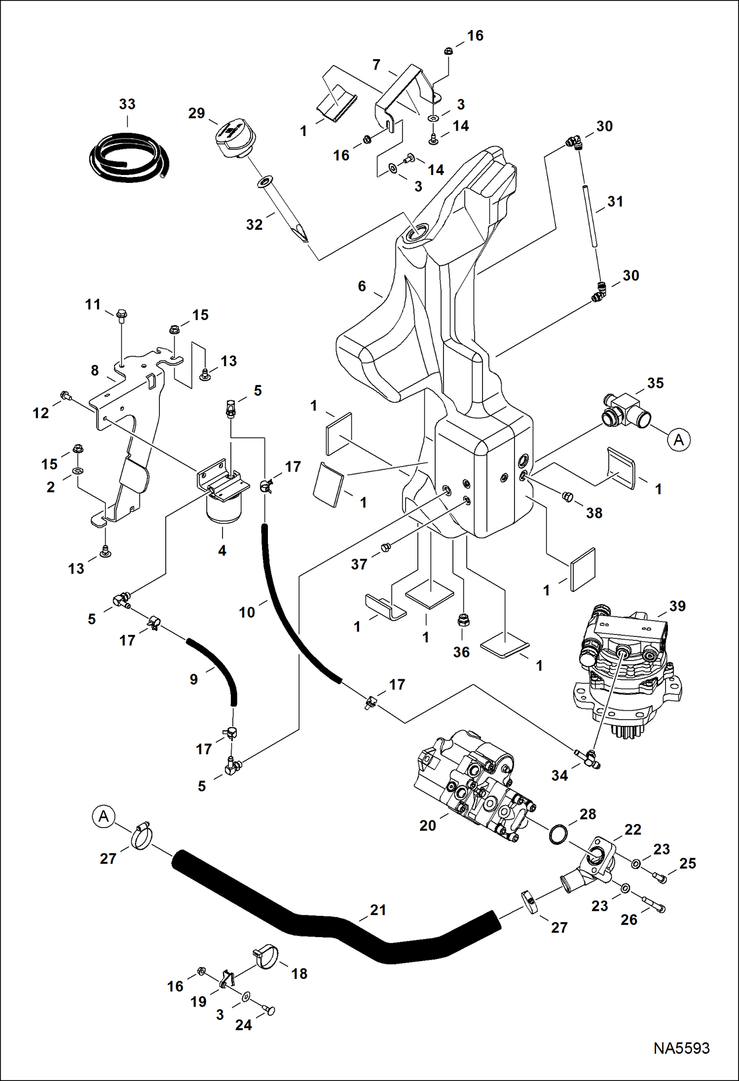 Схема запчастей Bobcat E26 - HYDRAULIC CIRCUITRY (Tank & Pump) HYDRAULIC SYSTEM