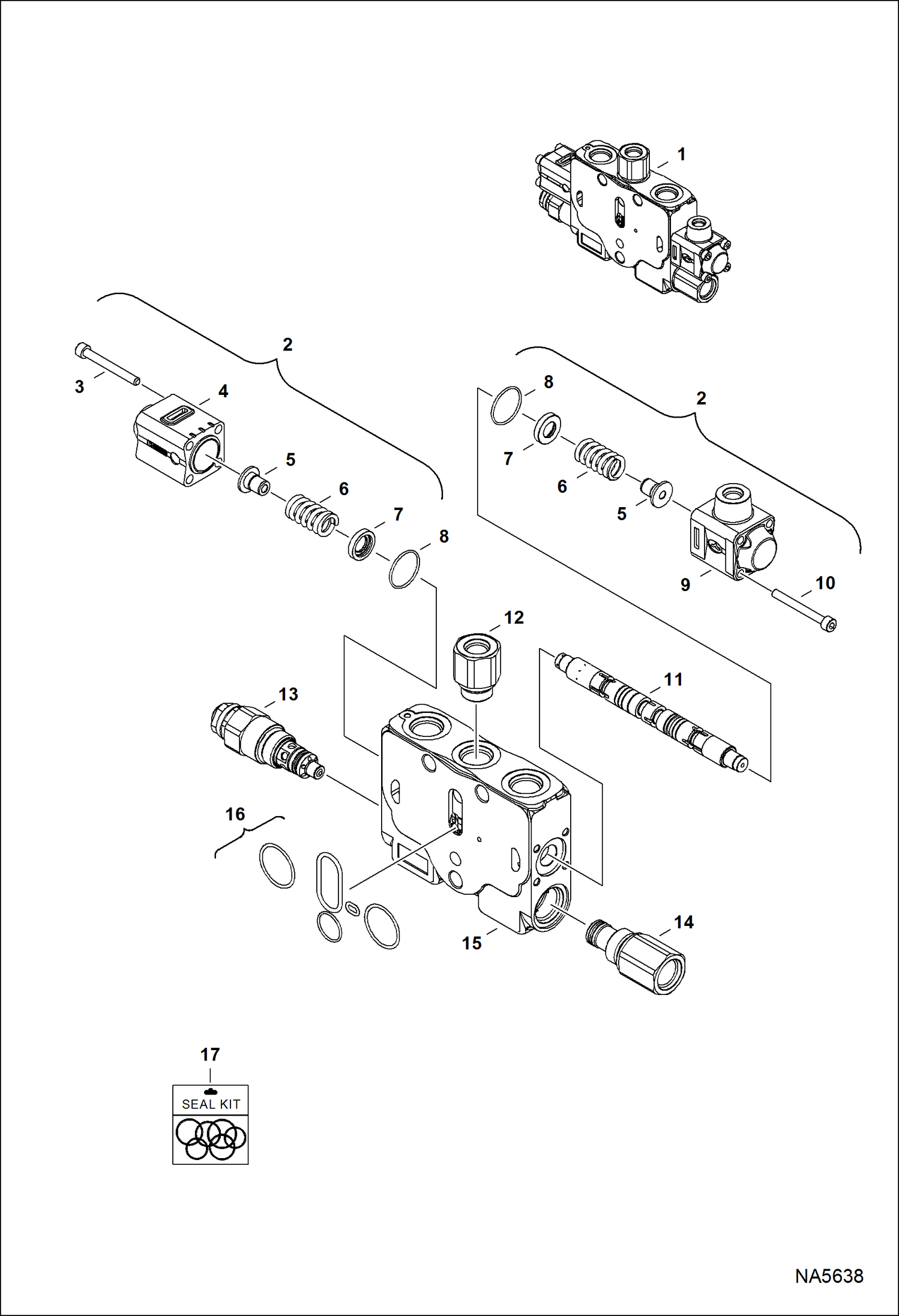 Схема запчастей Bobcat E25 - HYDRAULIC CONTROL VALVE (Right Travel Section) HYDRAULIC SYSTEM