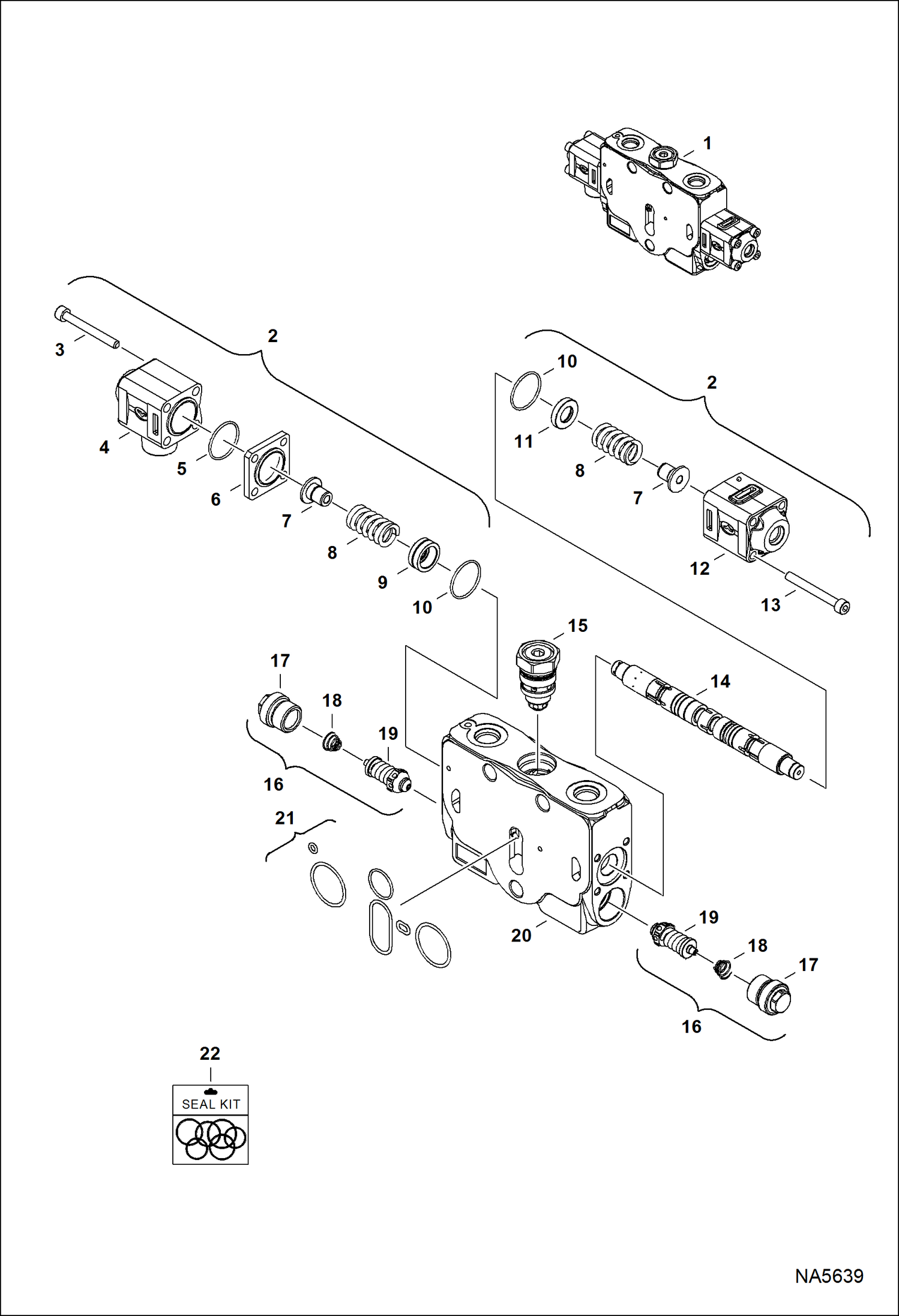 Схема запчастей Bobcat E25 - HYDRAULIC CONTROL VALVE (Bucket Section) HYDRAULIC SYSTEM