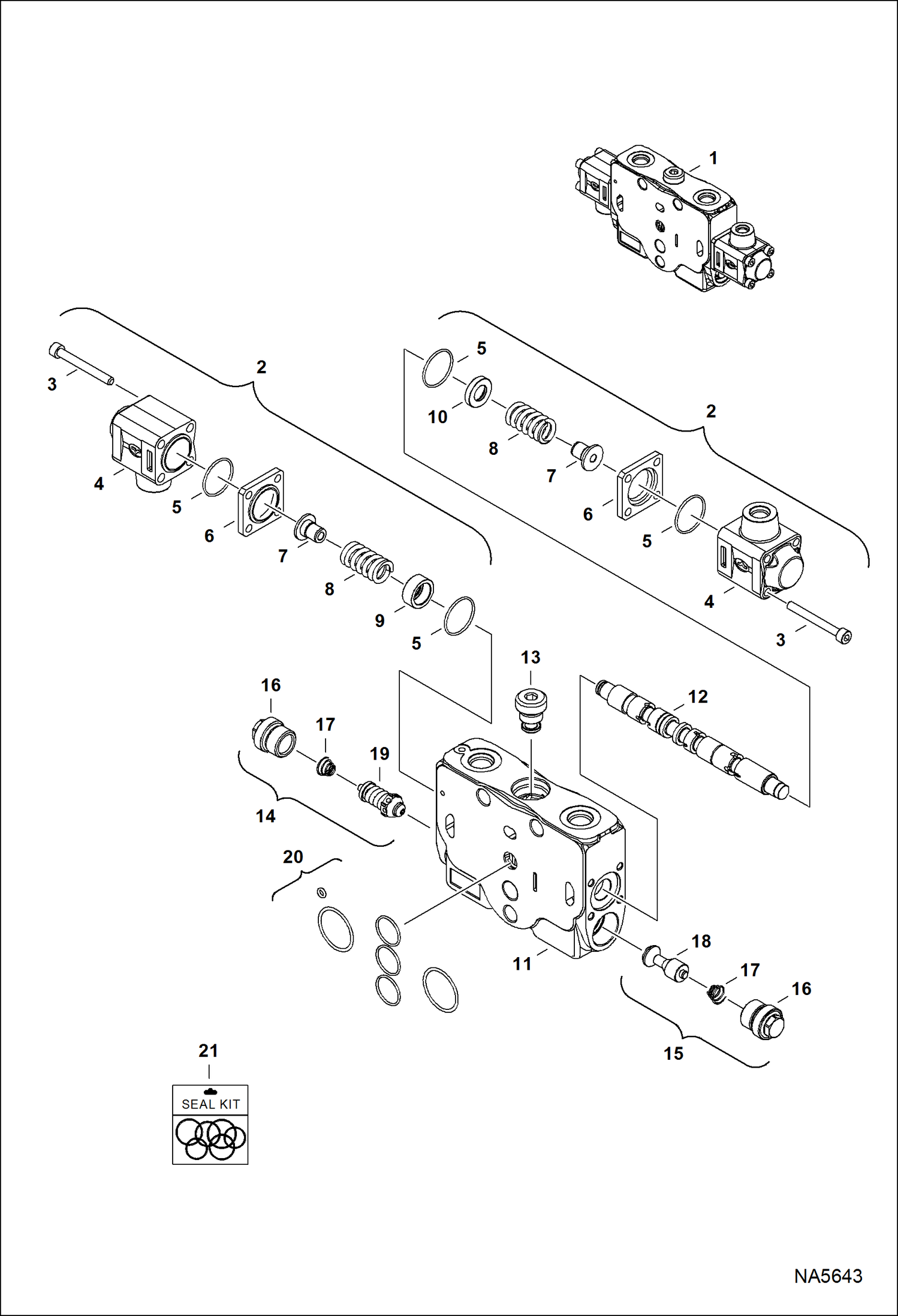 Схема запчастей Bobcat E25 - HYDRAULIC CONTROL VALVE (Blade Section) HYDRAULIC SYSTEM