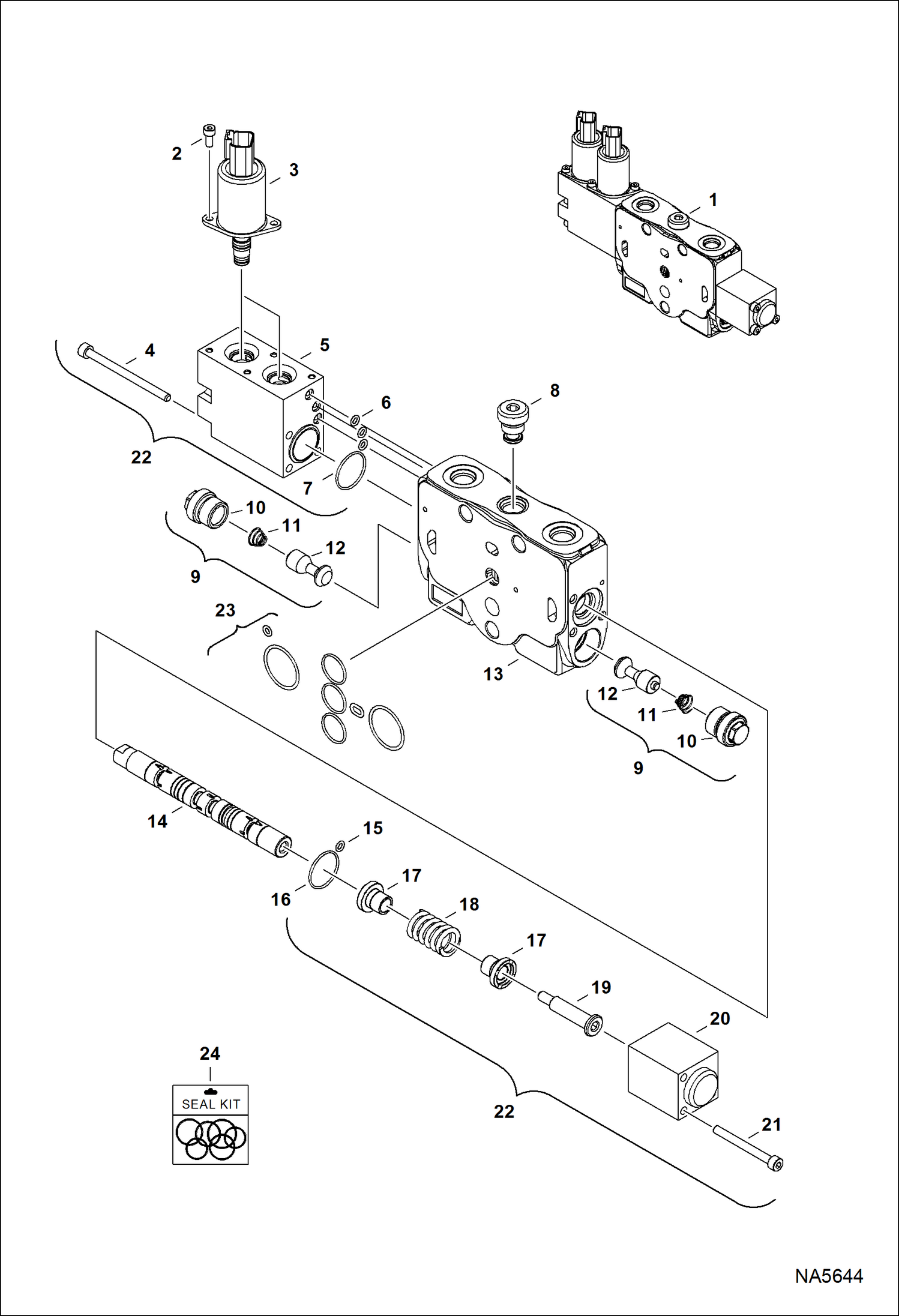 Схема запчастей Bobcat E25 - HYDRAULIC CONTROL VALVE (Boom Swing Section) HYDRAULIC SYSTEM