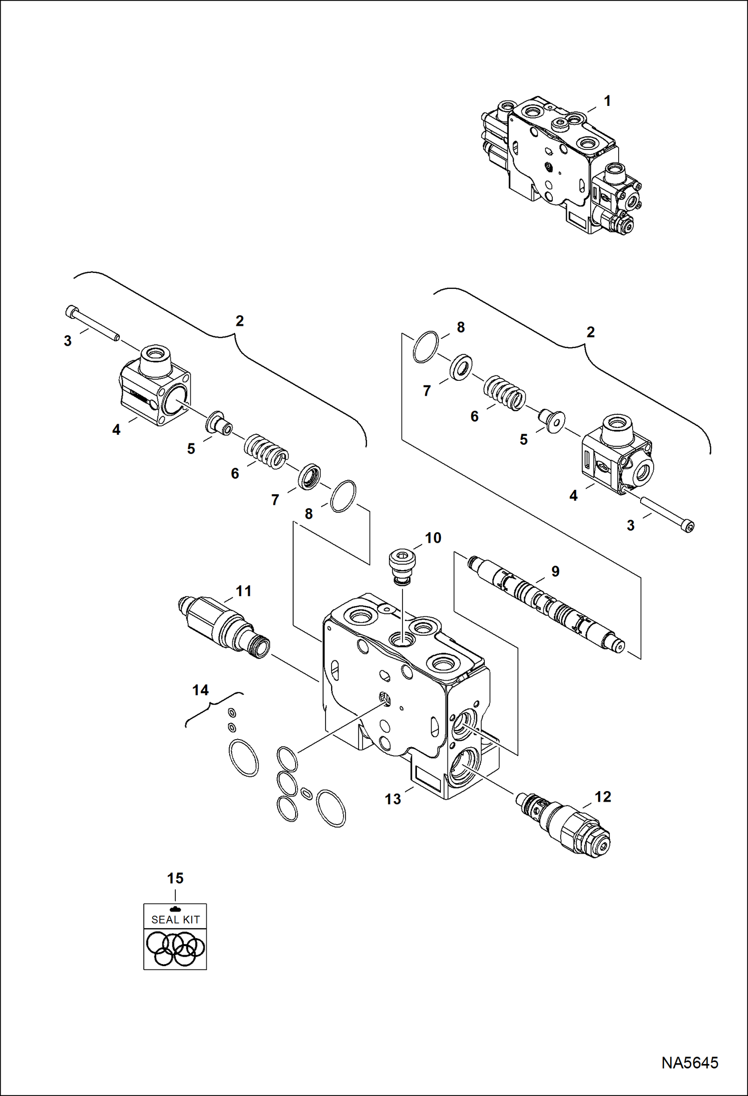 Схема запчастей Bobcat E25 - HYDRAULIC CONTROL VALVE (Slew Section) HYDRAULIC SYSTEM