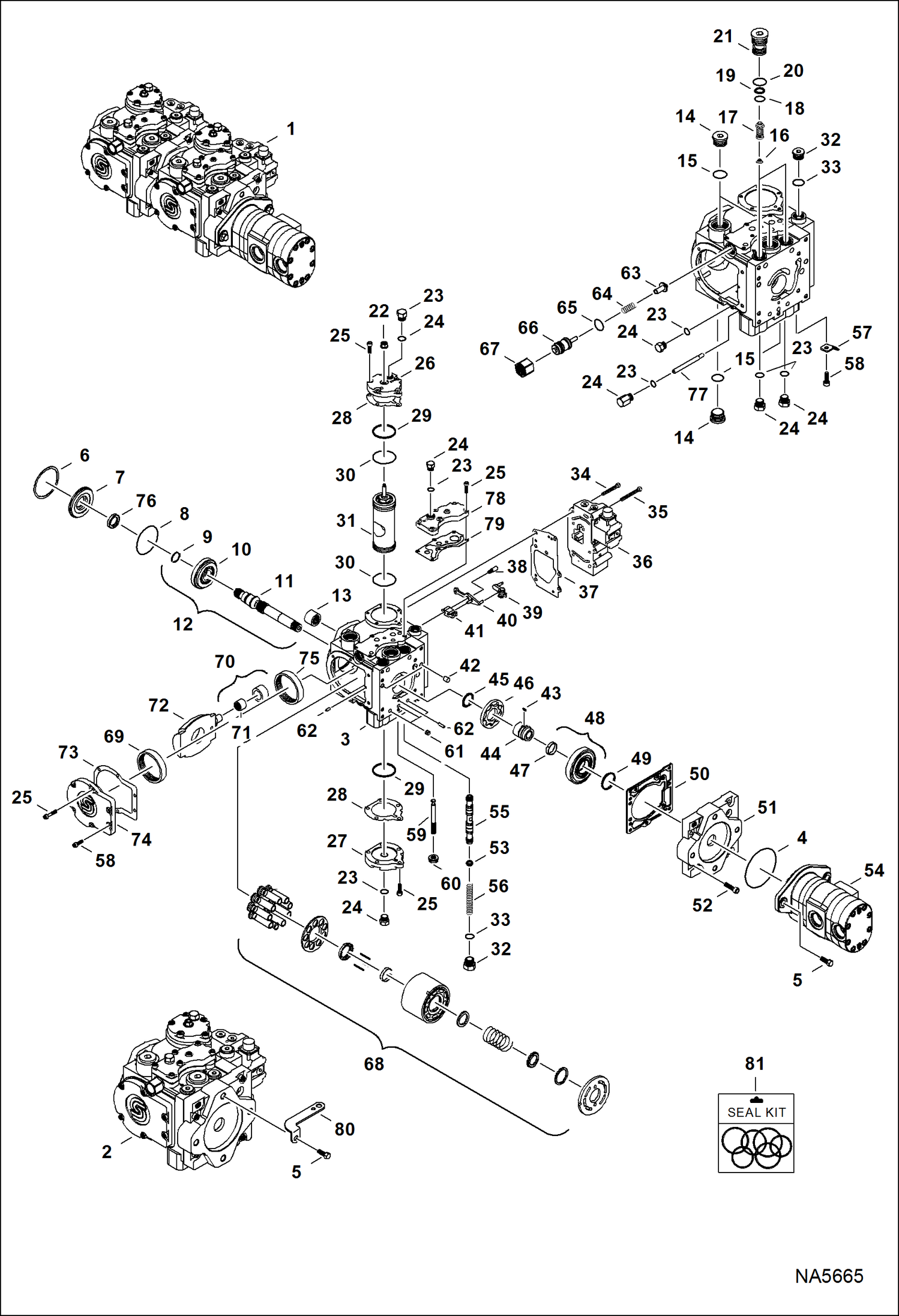 Схема запчастей Bobcat A-Series - HYDROSTATIC PUMP (Servo Assisted Steering) (Right Half) HYDROSTATIC SYSTEM