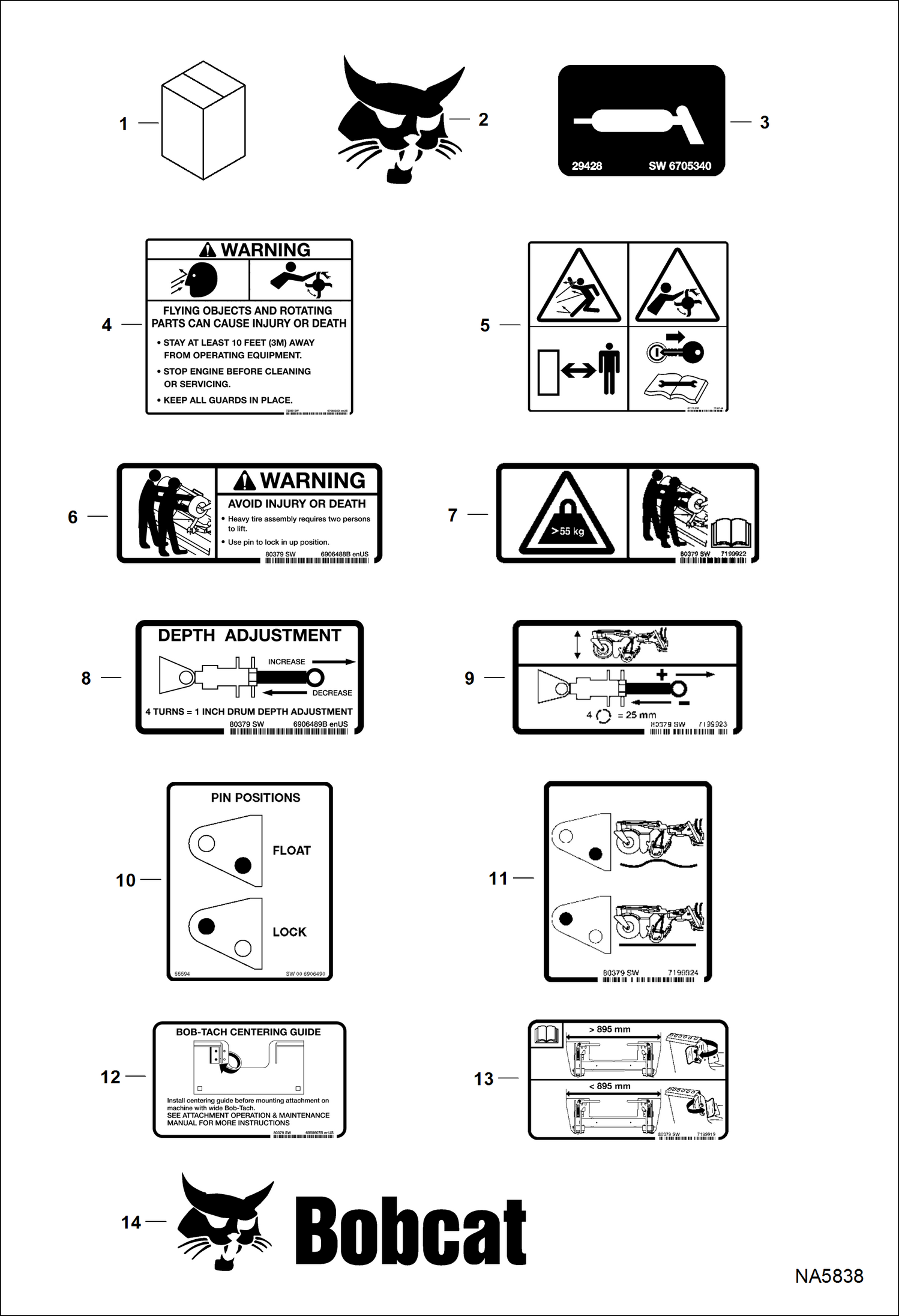 Схема запчастей Bobcat SOIL CONDITIONER - DECALS (No-Text) Loader