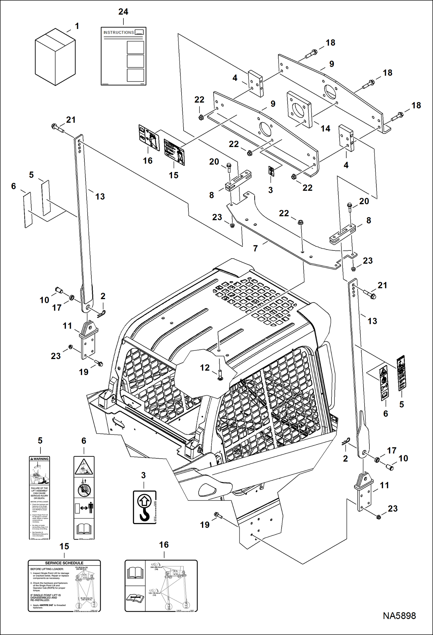 Схема запчастей Bobcat A-Series - LIFT KIT (Single Point) (S/N A3P612375 & Above, A3P712319 & Above) ACCESSORIES & OPTIONS