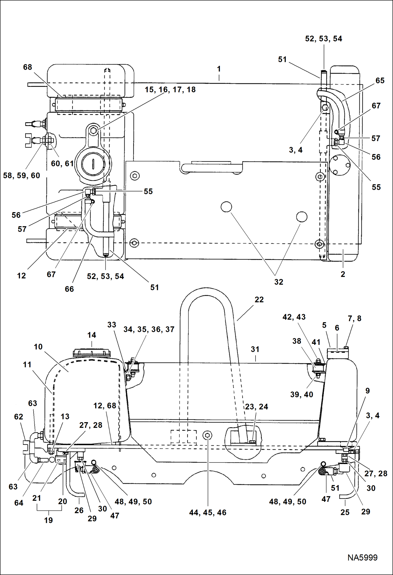 Схема запчастей Bobcat DOUBLE DRUM ROLLER - OIL TANK & WATER TANK MAIN FRAME