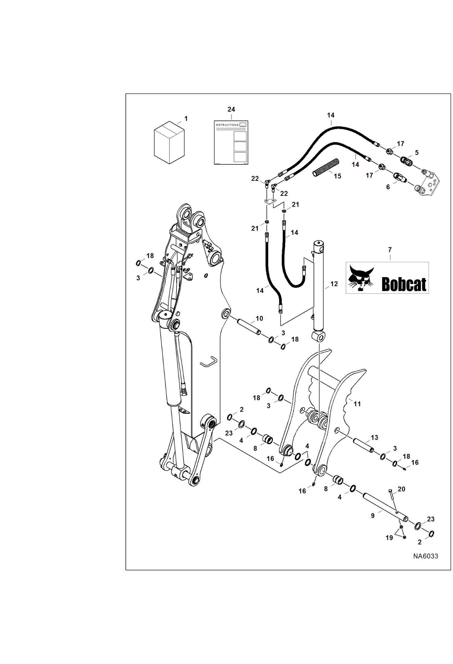 Схема запчастей Bobcat CLAMPS - CLAMP (Kit) (Extendable Arm) (AT1R) Экскаваторы